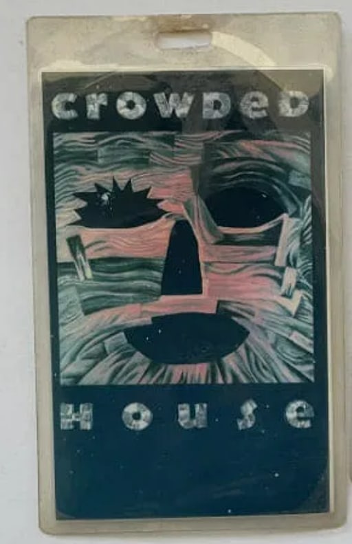 Crowded House 1991 Release Party Backstage Pass: original backstage pass issued for the 1991 Crowded House release party. Formed in Melbourne, Australia, Crowded House achieved international success with hit songs including "Don't Dream It's Over,"