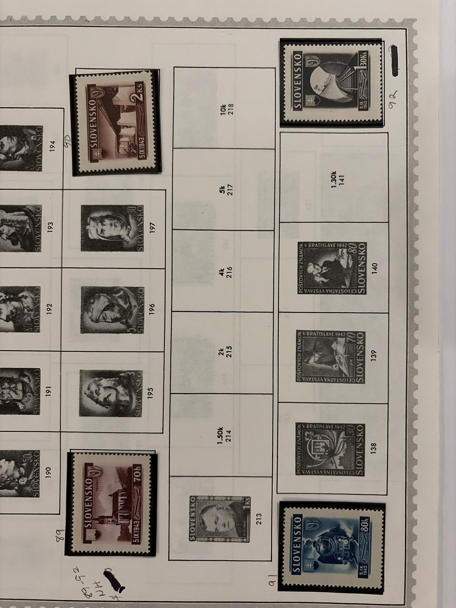 1943 Slovakia Pre?ov-Str??ske Railway Complete Stamp Set (1 of 1)