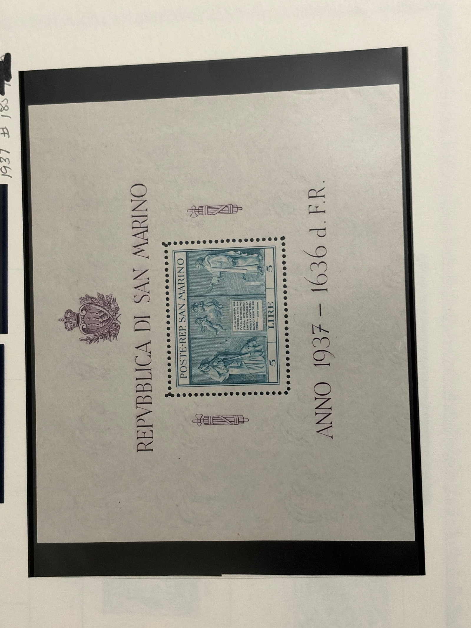 1937-1963 San Marino Stamps Blocks and Souvenir Sheet (1 of 1)
