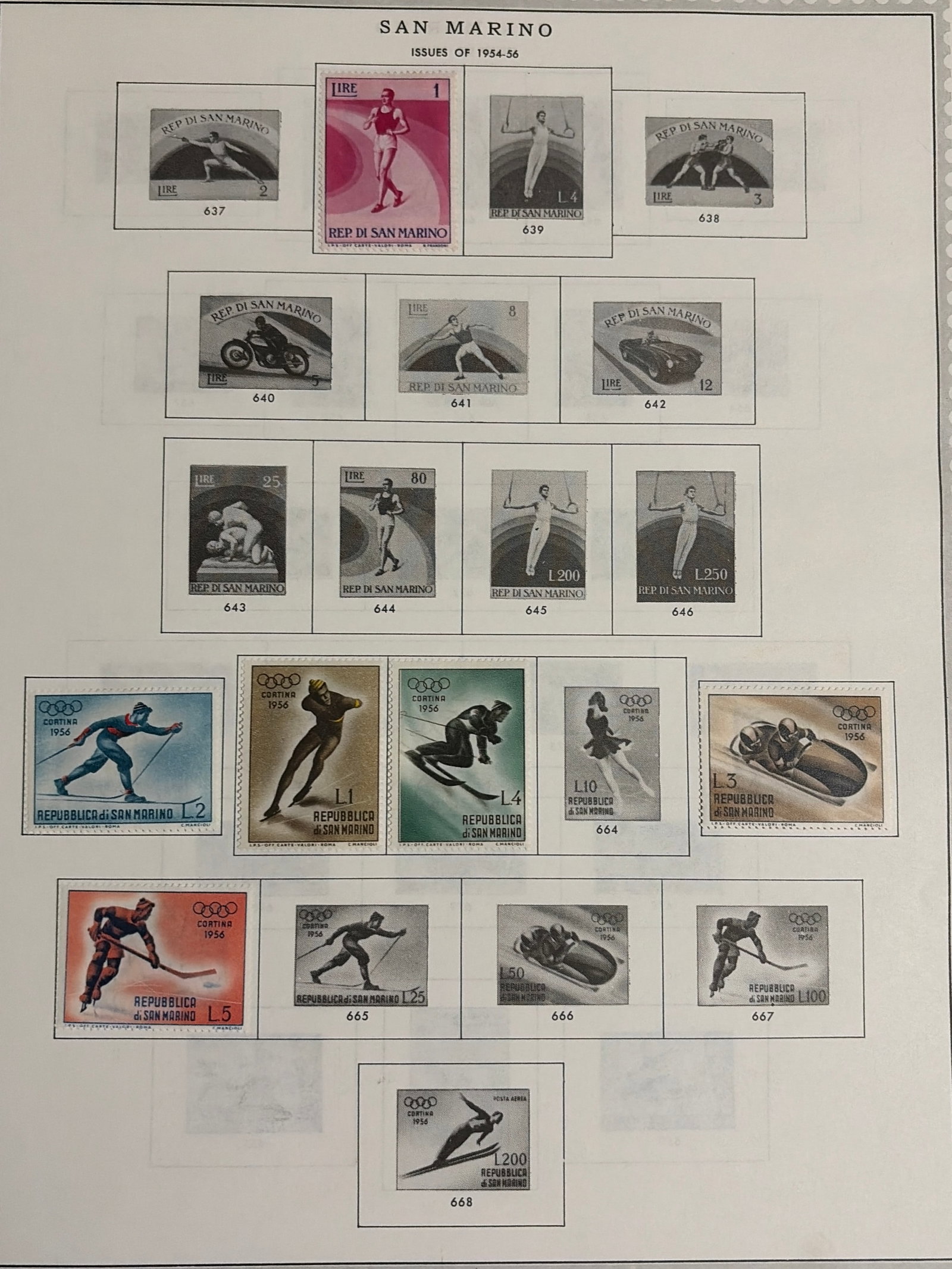 1958-1960 San Marino Summer and Winter Olympics Stamp Group (1 of 1)
