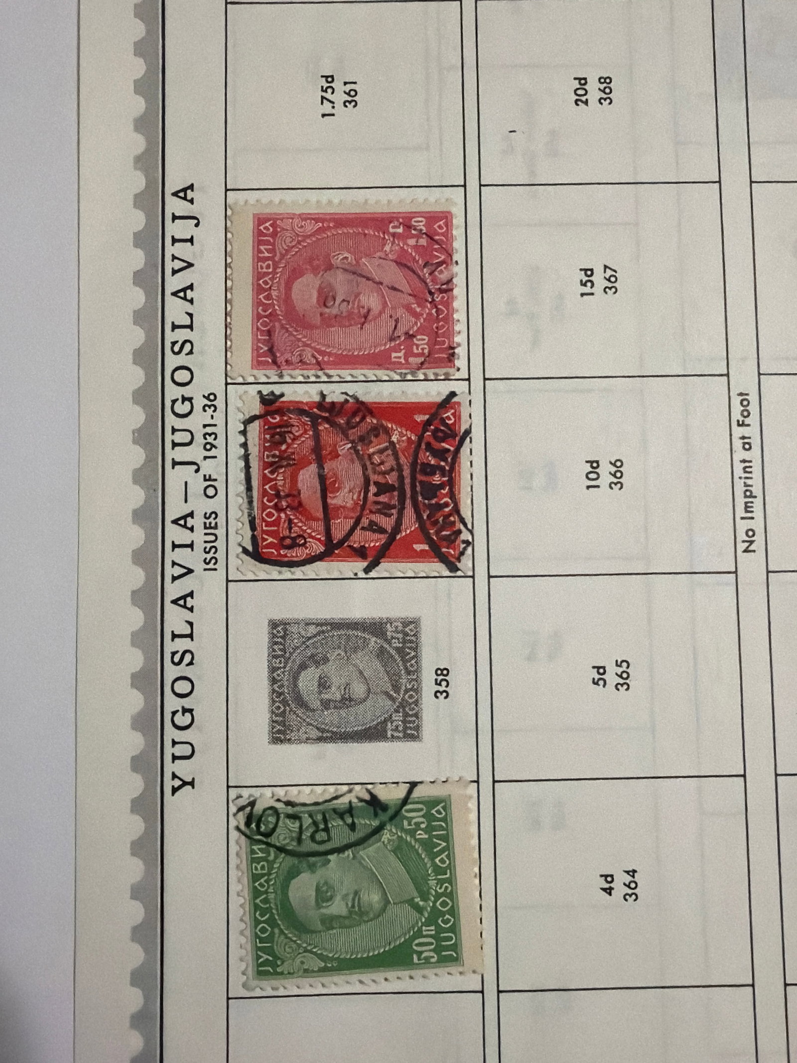 1930s Yugoslavia King Peter II Portrait Used Stamp Pair (1 of 1)