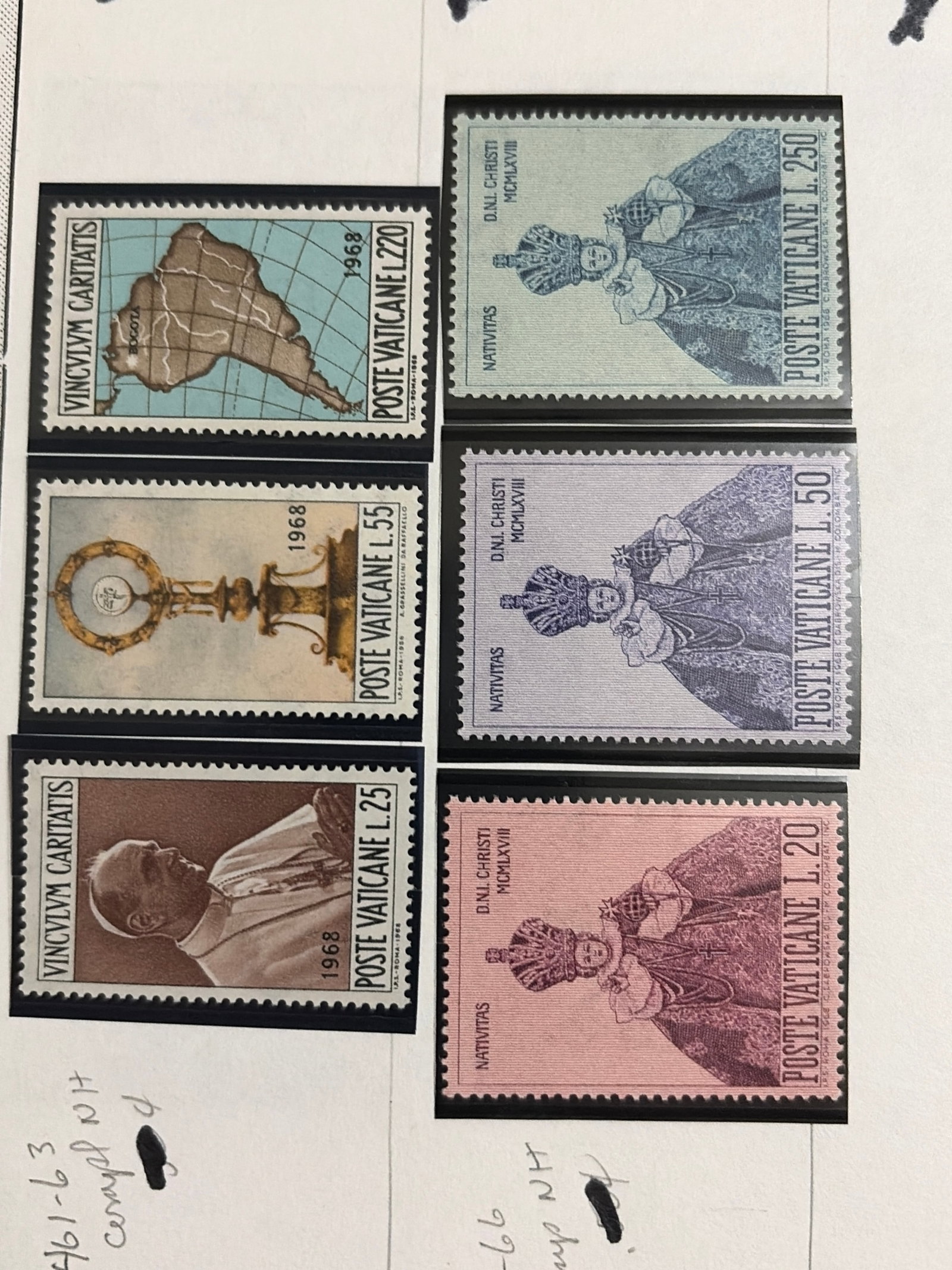 1971 Vatican City Religious Paintings Complete Five-Stamp Set (1 of 1)