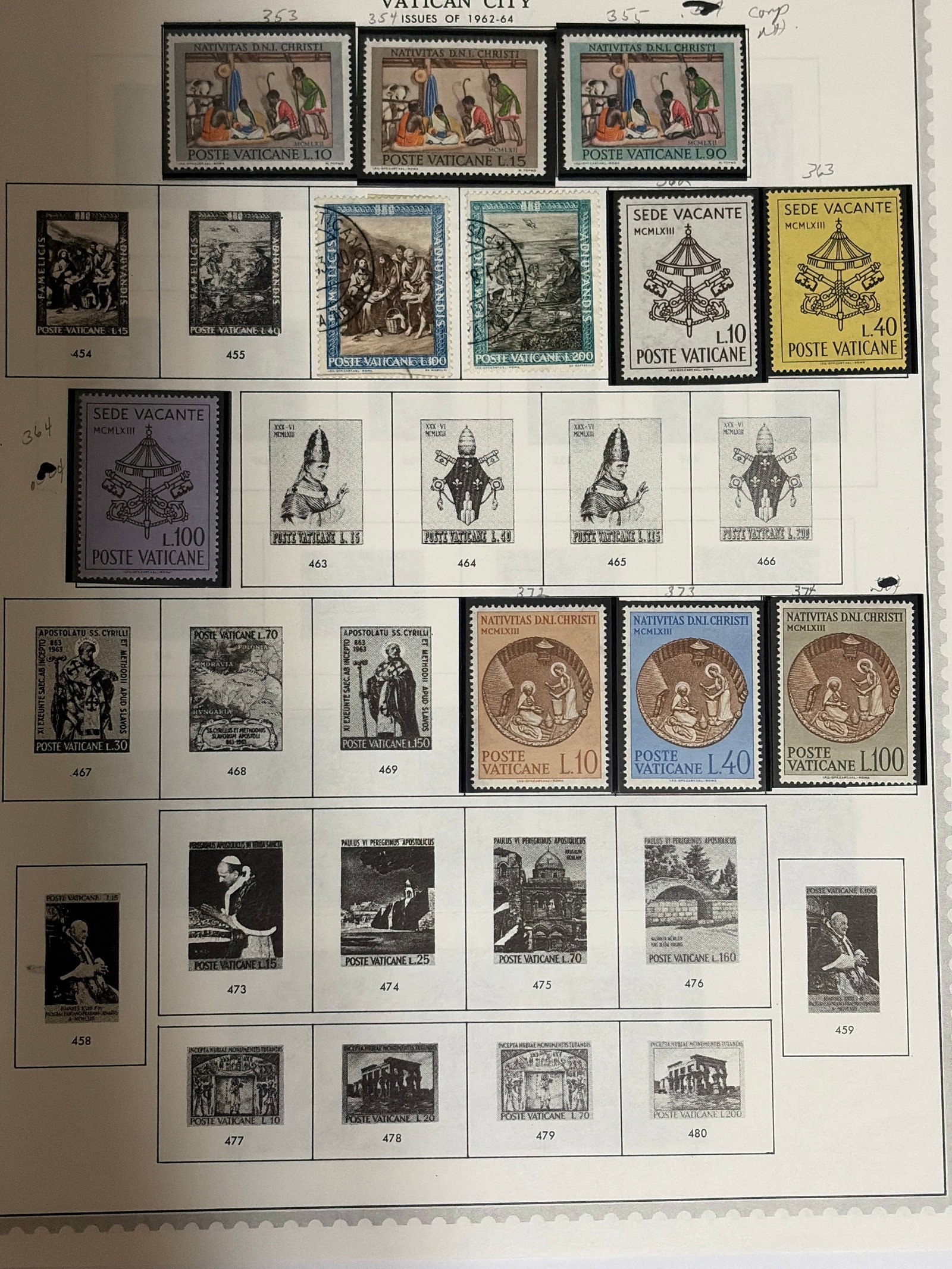 1962-1964 Vatican City Nativity Sede Vacante and Religious Stamp Collection (1 of 1)
