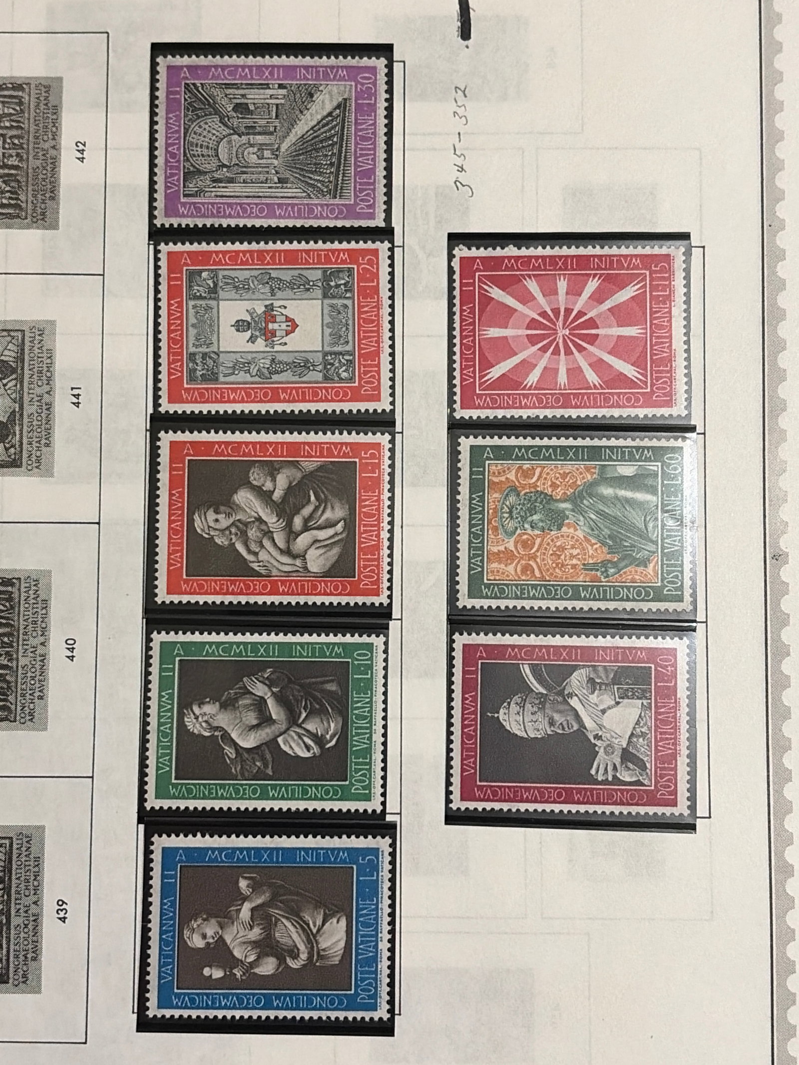1962 Vatican City Second Vatican Council Complete Eight-Stamp Set (1 of 1)