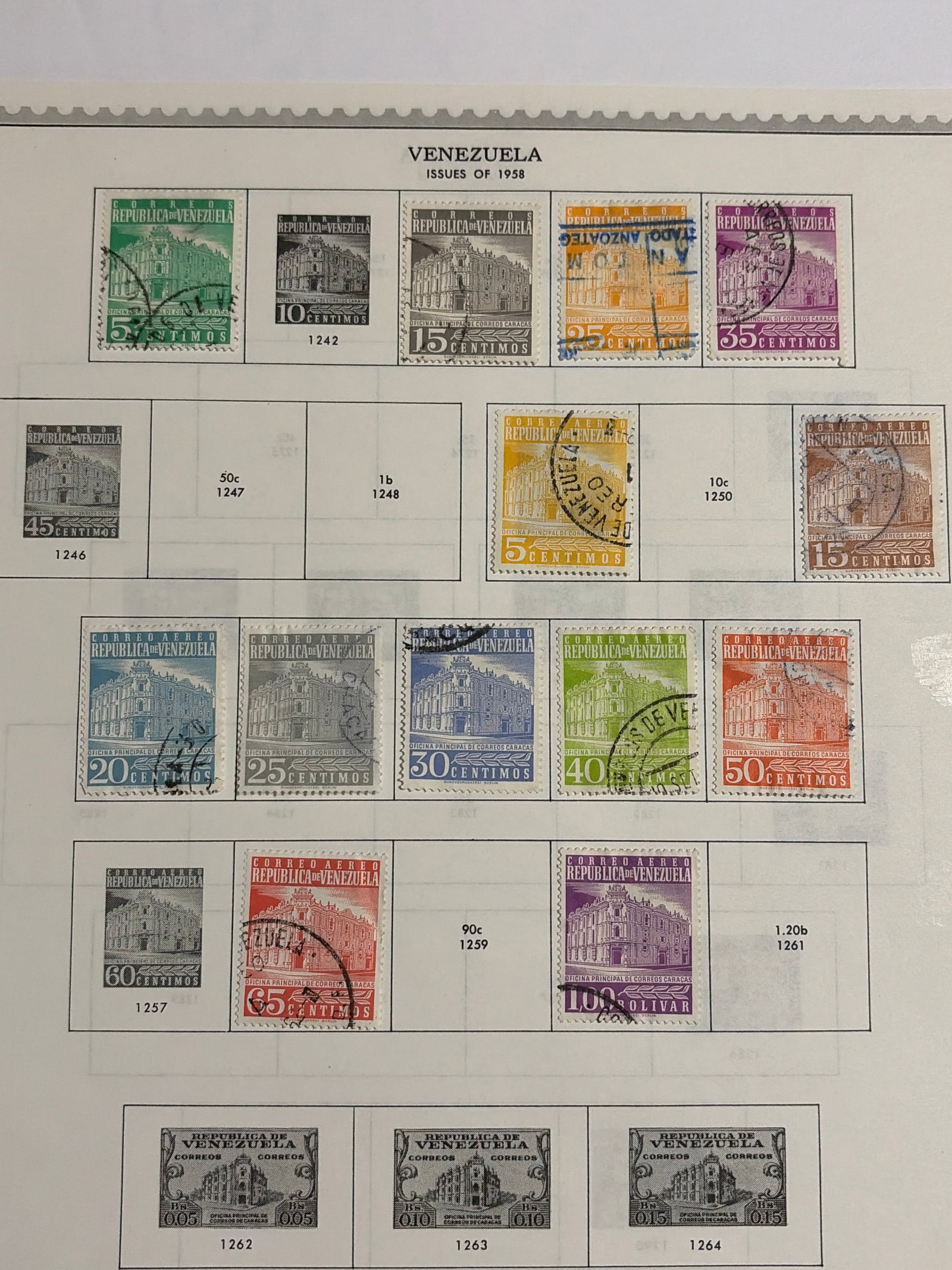 1958 Venezuela Caracas Post Office Airmail Stamp Collection (1 of 1)