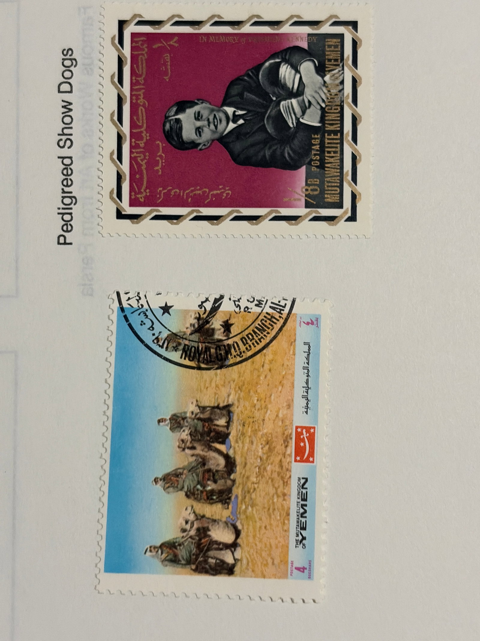Yemen Camel Riders and Pedigreed Show Dogs Two-Stamp Group (1 of 1)