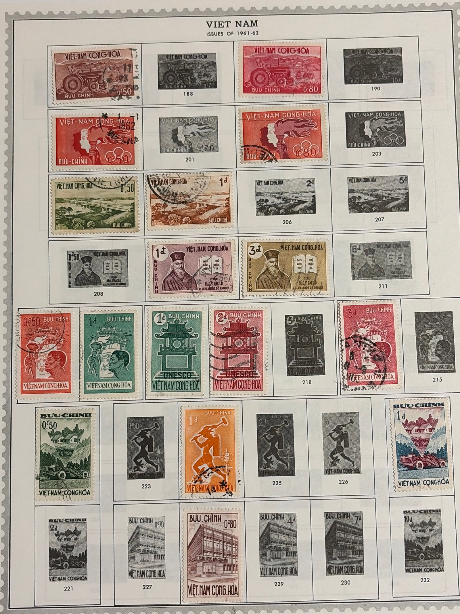 1961-1962 South Vietnam Commemorative Stamp Collection (1 of 1)