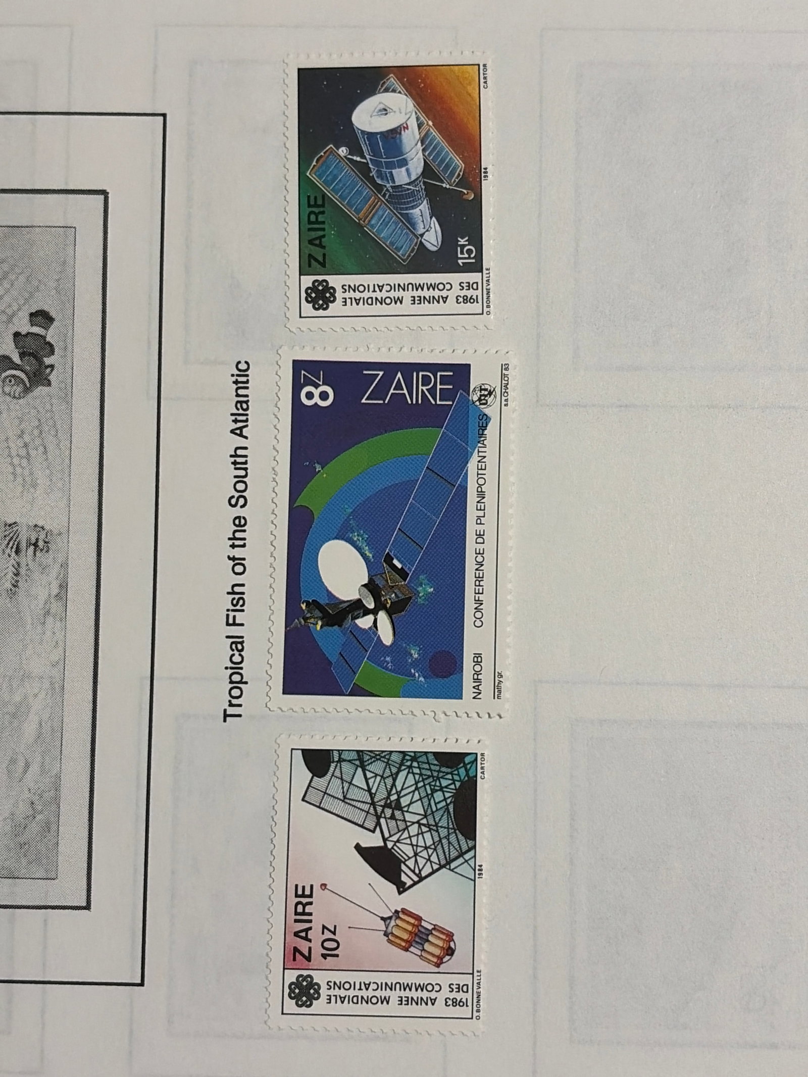Zaire World Communications Year Satellite Three-Stamp Group (1 of 1)