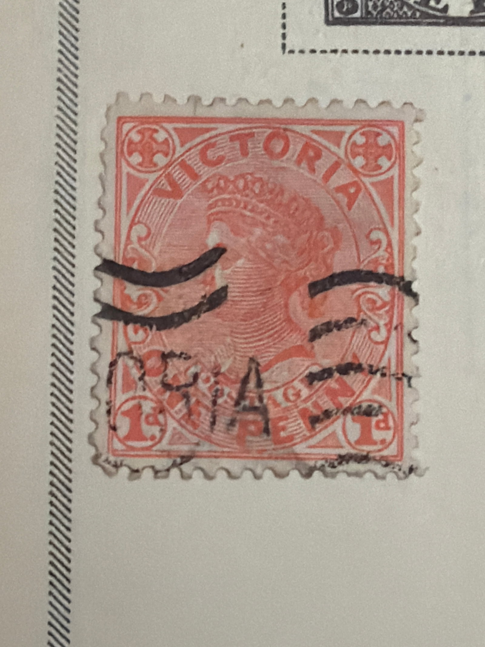 Victoria Australia Queen Victoria One-Penny Rose Used Stamp (1 of 1)