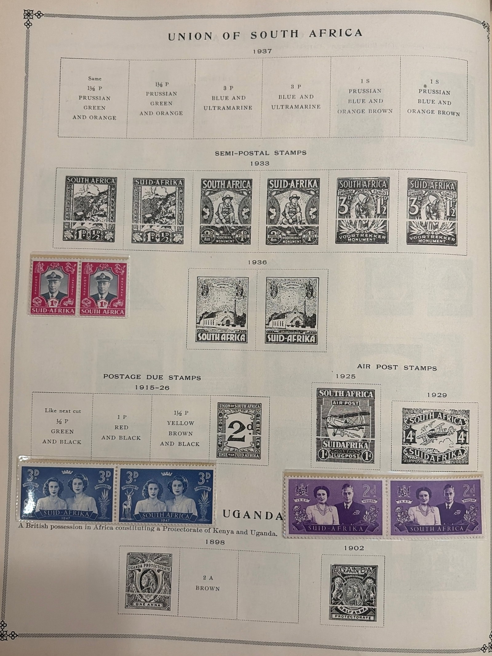 1937-1947 Union of South Africa Royal Commemorative Stamp Pairs (1 of 4)