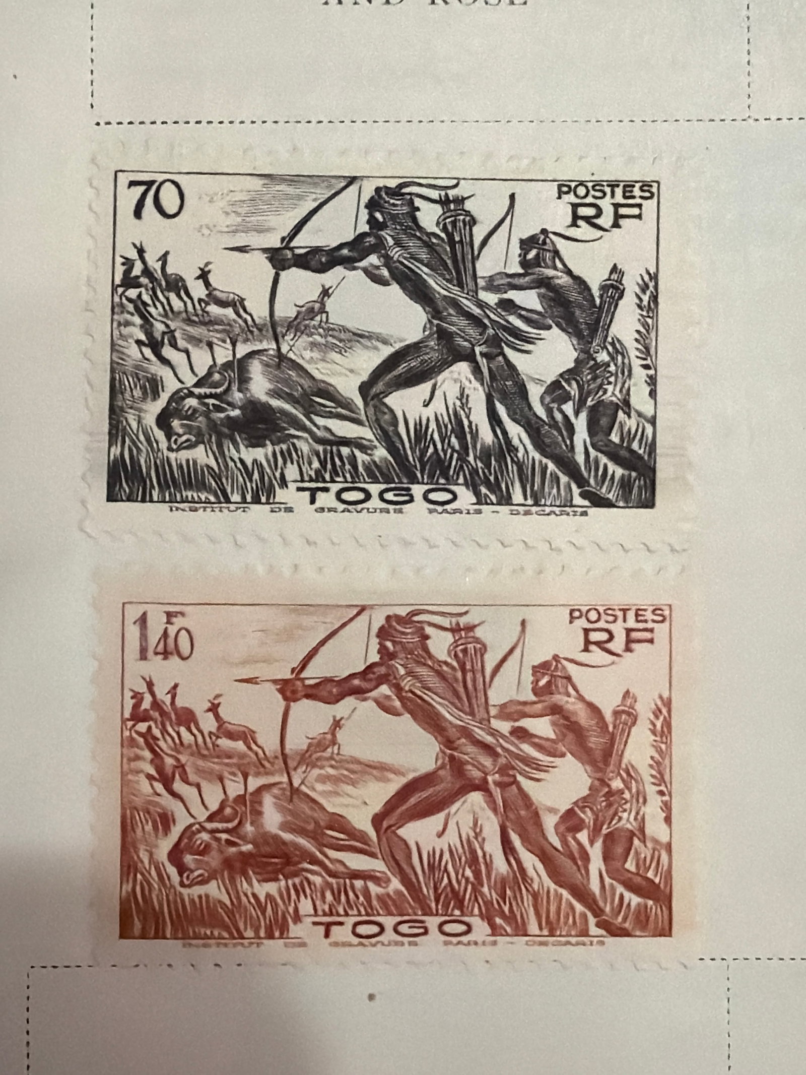 1938 Togo Native Hunter Two-Stamp Set