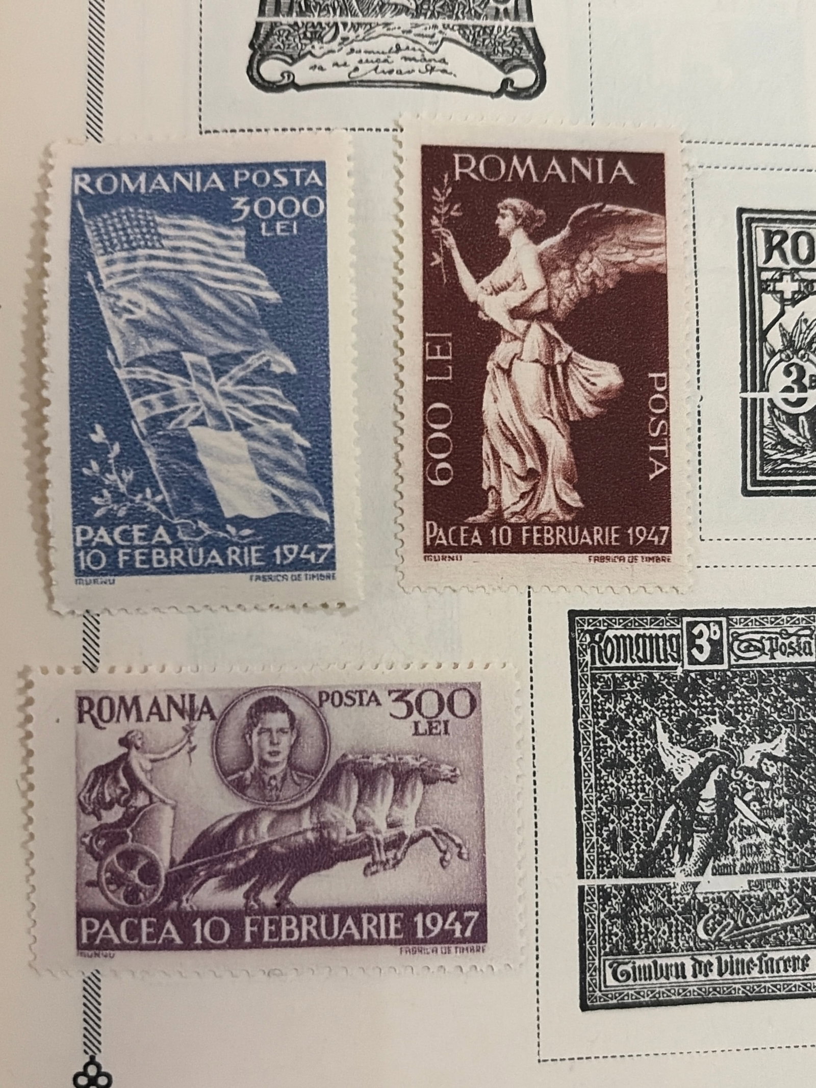 1947 Romania Peace 900-Lei Angel Stamp (1 of 1)