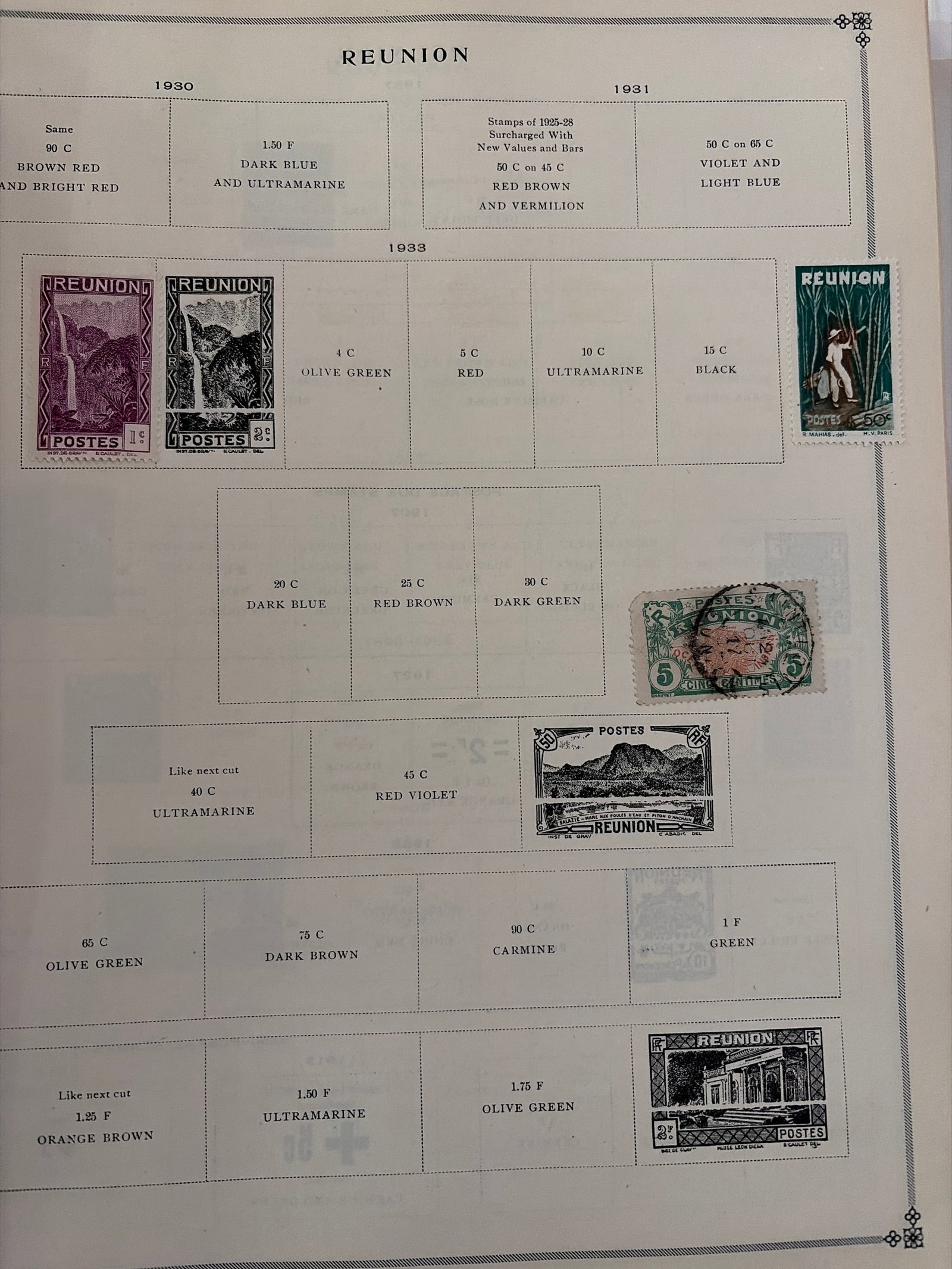 1930s Reunion French Colonial Used Stamp Collection: see pics