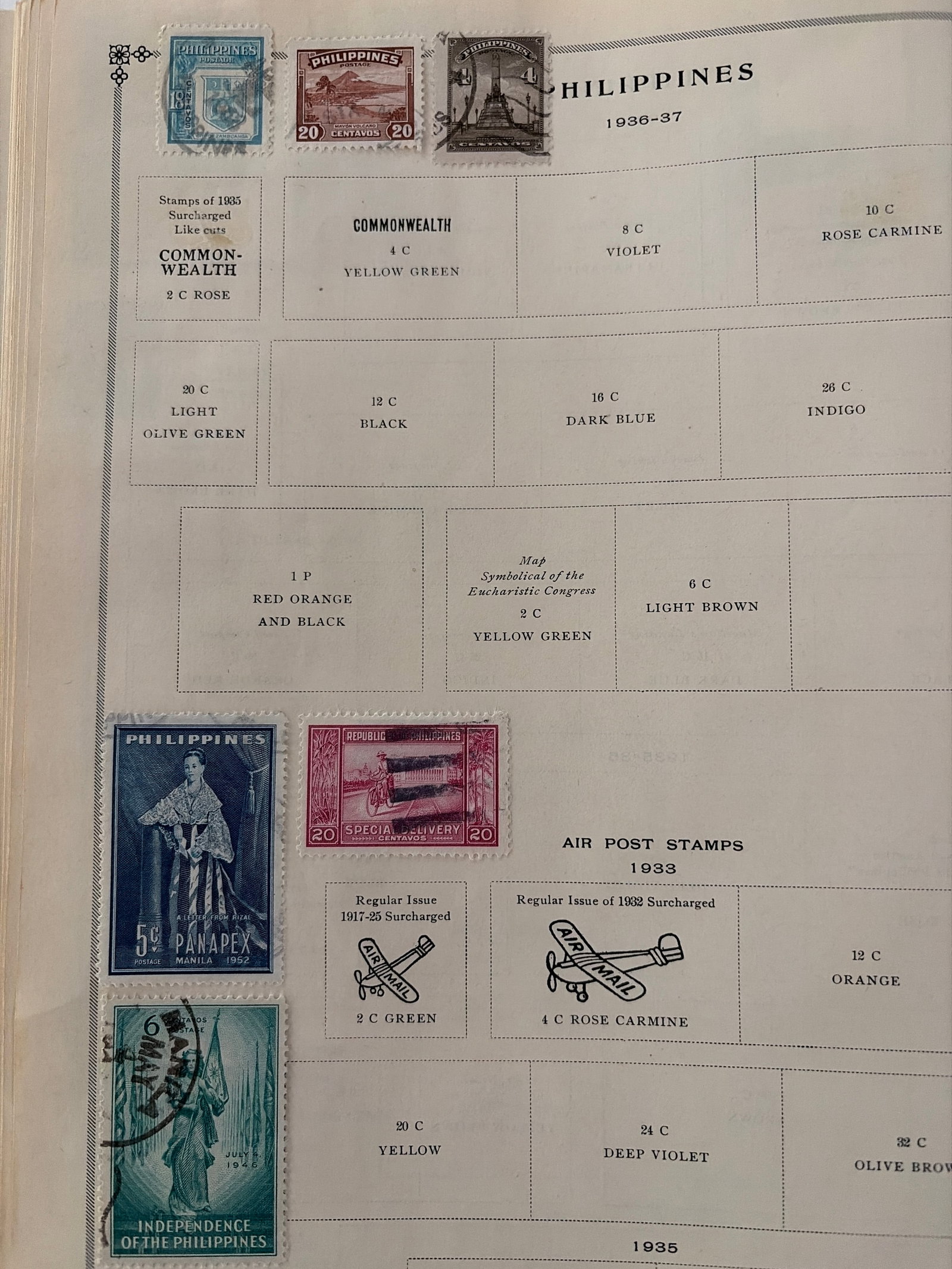 1932-1937 Philippines Commonwealth and Independence Stamp Collection (1 of 3)
