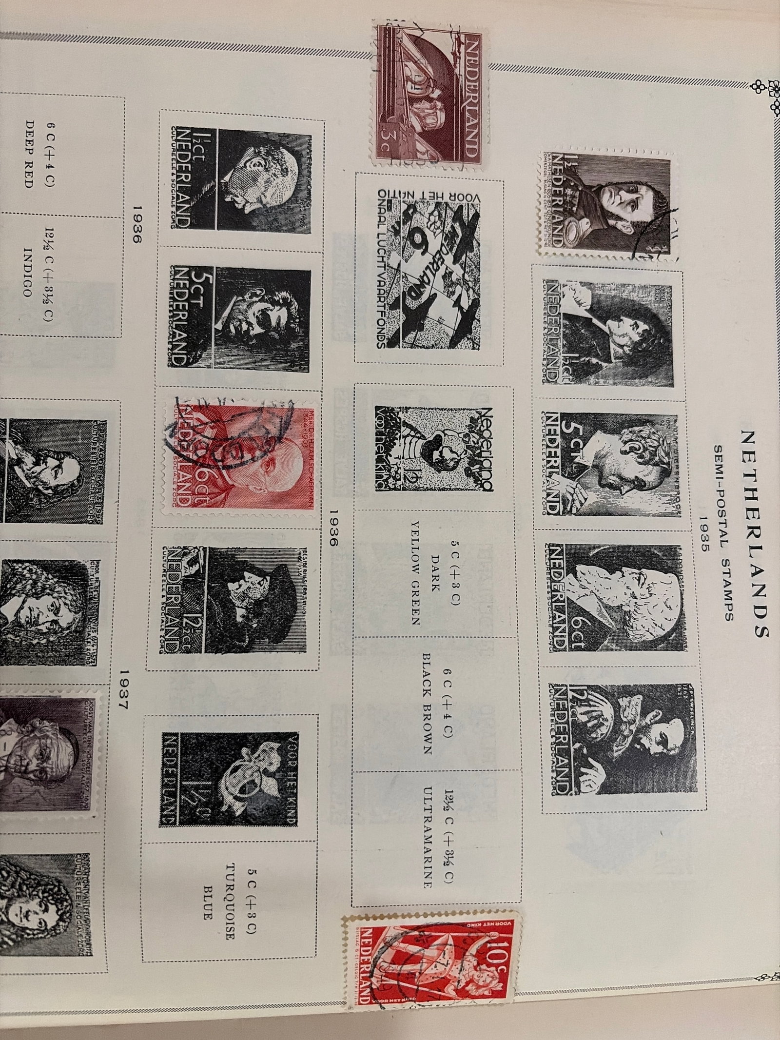 1935-1937 Netherlands Portrait and Semi-Postal Stamp Collection (1 of 4)