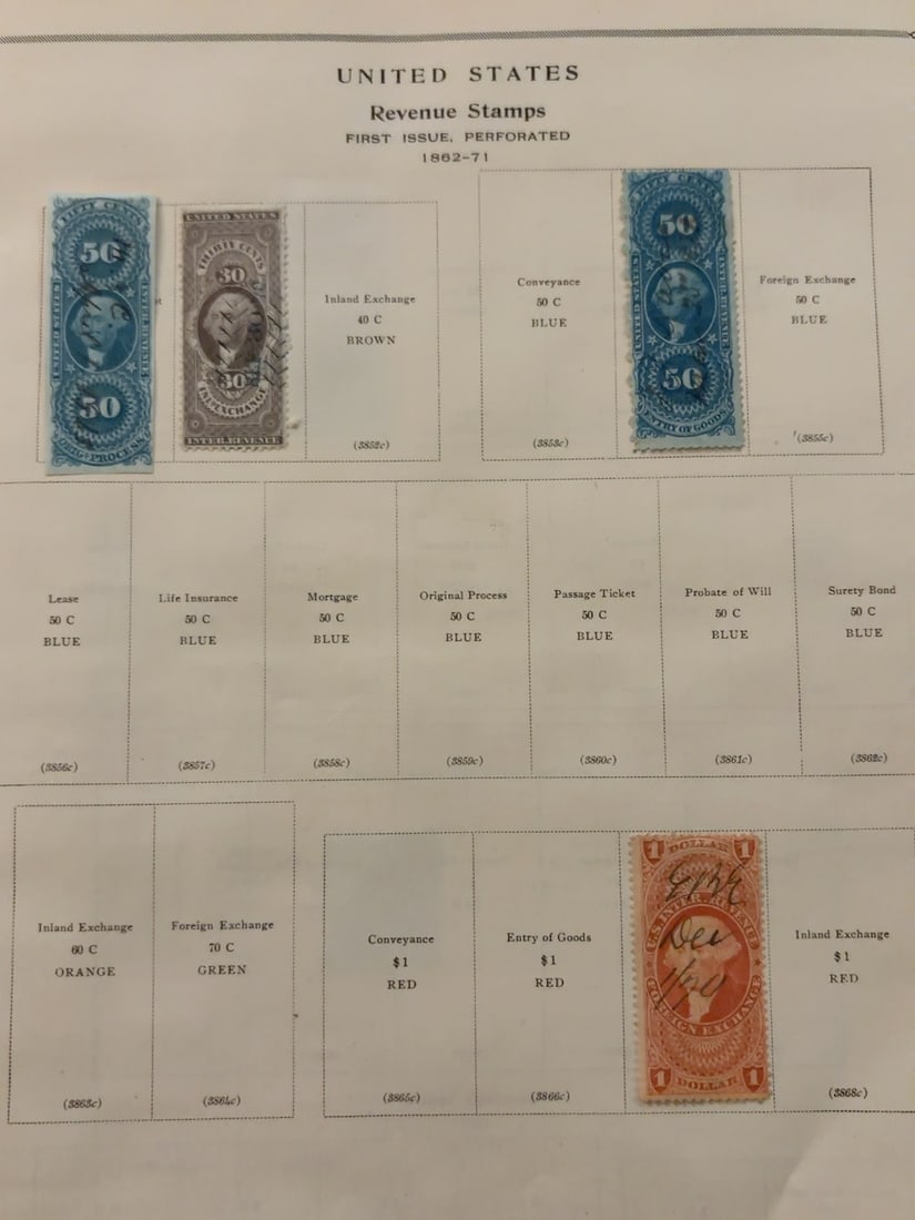United States 1862-1871 First Issue Internal Revenue Stamp Group (1 of 1)