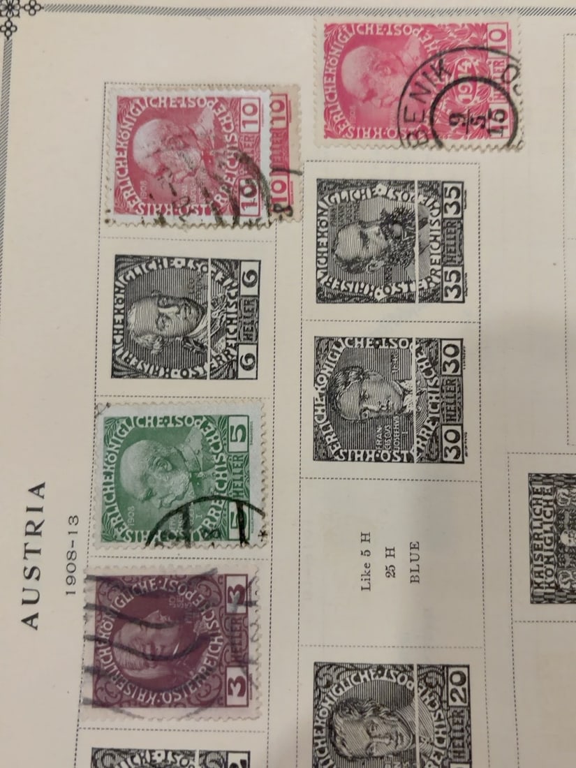 Austria 1908-1913 Emperor Franz Joseph Postage Stamp Group (1 of 1)