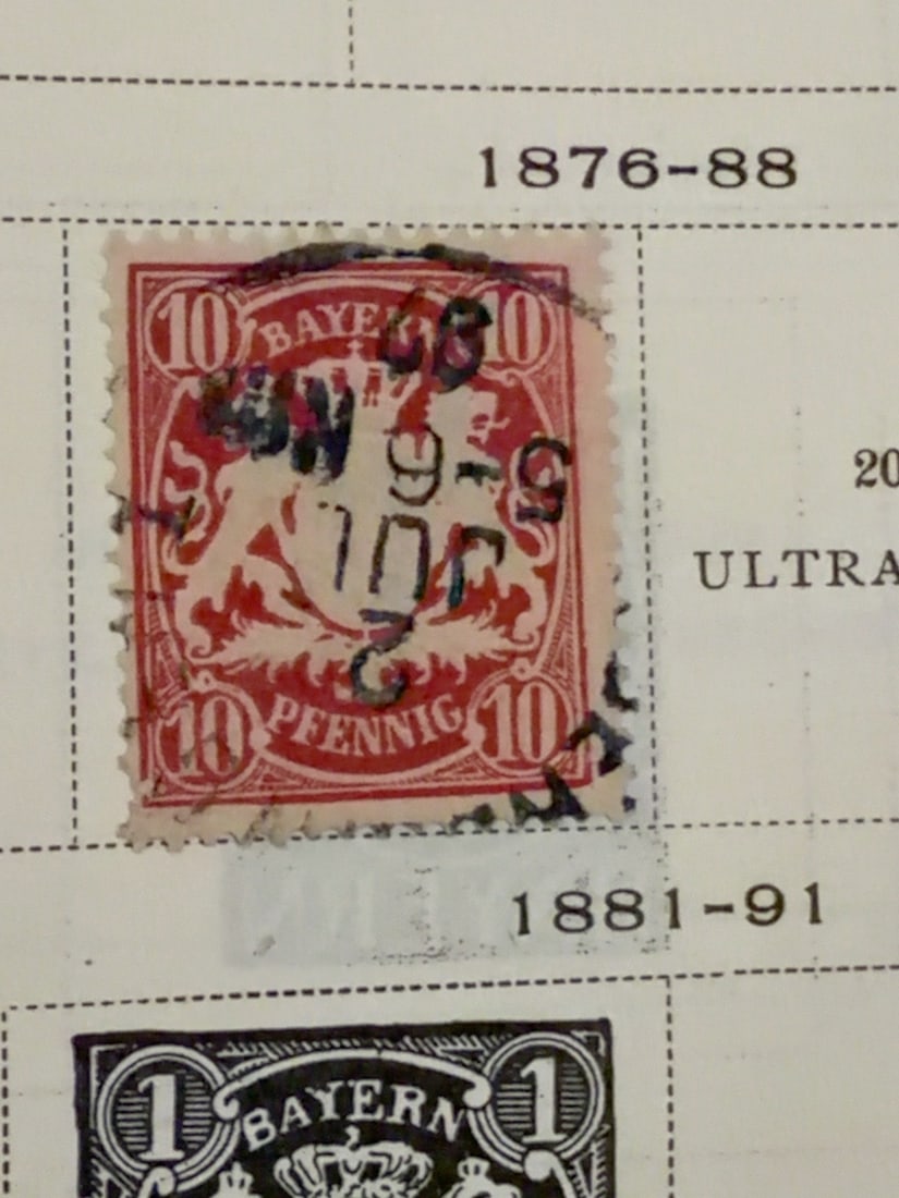 1876-1888 Bavaria 10 Pfennig Coat of Arms Stamp (1 of 1)