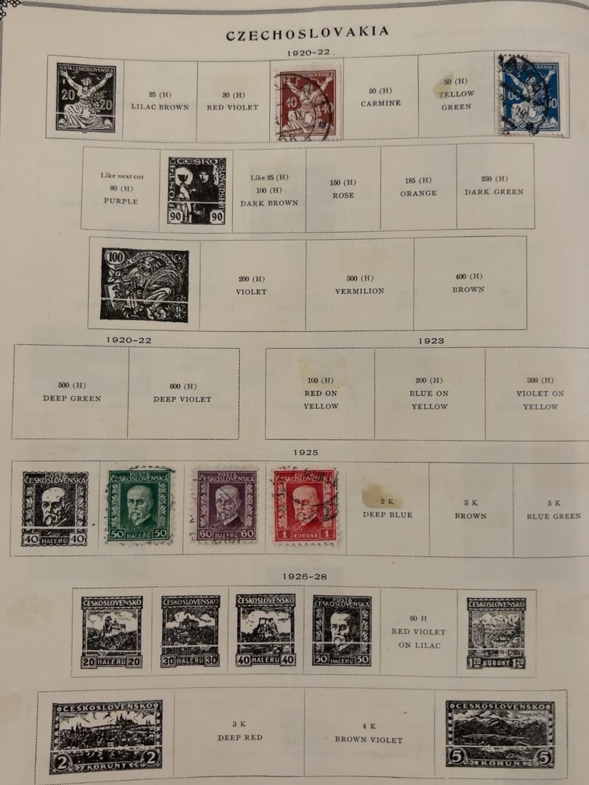Czechoslovakia 1920-1928 Vintage Postage Stamp Collection Page (1 of 1)