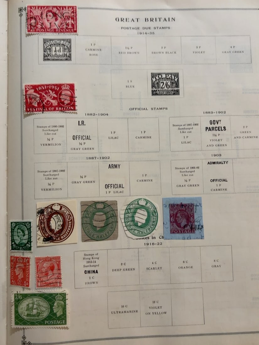 Great Britain Postage Due & Official Stamp Collection: Mixed British stamp collection featuring postage-due, official, government parcel and King George issues, together with several postal stationery cutouts. Includes predominantly used examples with can