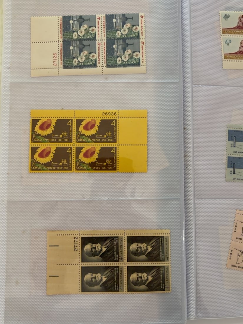 U.S. Arizona Kansas & Charles Evans Hughes Plate Blocks (1 of 1)
