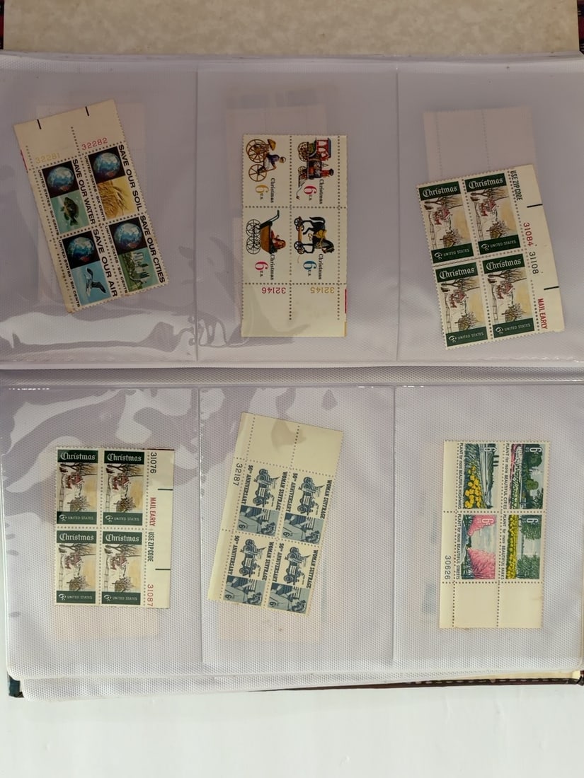 U.S. Christmas Conservation Automobiles & Suffrage Plate Blocks (1 of 1)