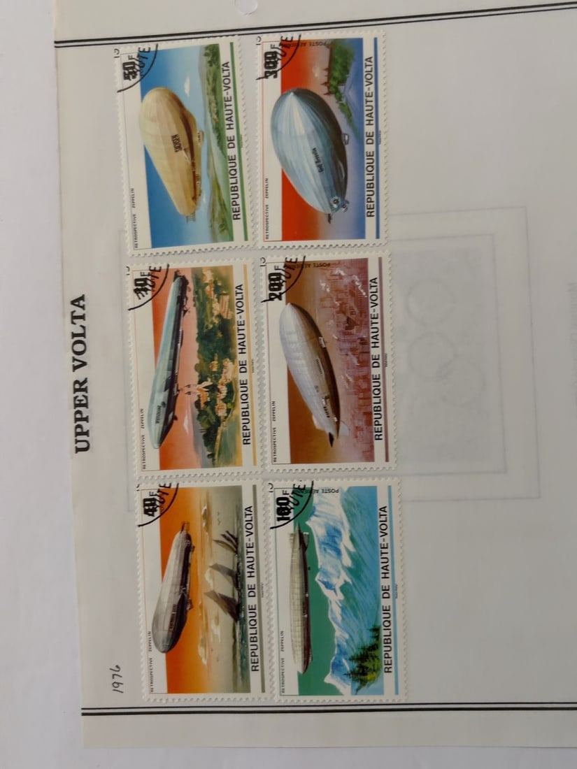 1976 Upper Volta Zeppelin Airship Stamp Set (1 of 1)