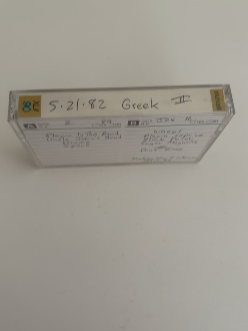 1982 Grateful Dead Greek Theatre Live Cassette May 21 Set II: 1982 Grateful Dead Greek Theatre Live Cassette May 21 Set II. Vintage collector-made Grateful Dead live recording cassette from a longtime Deadhead tape collection. Includes the cassette, case and/or 