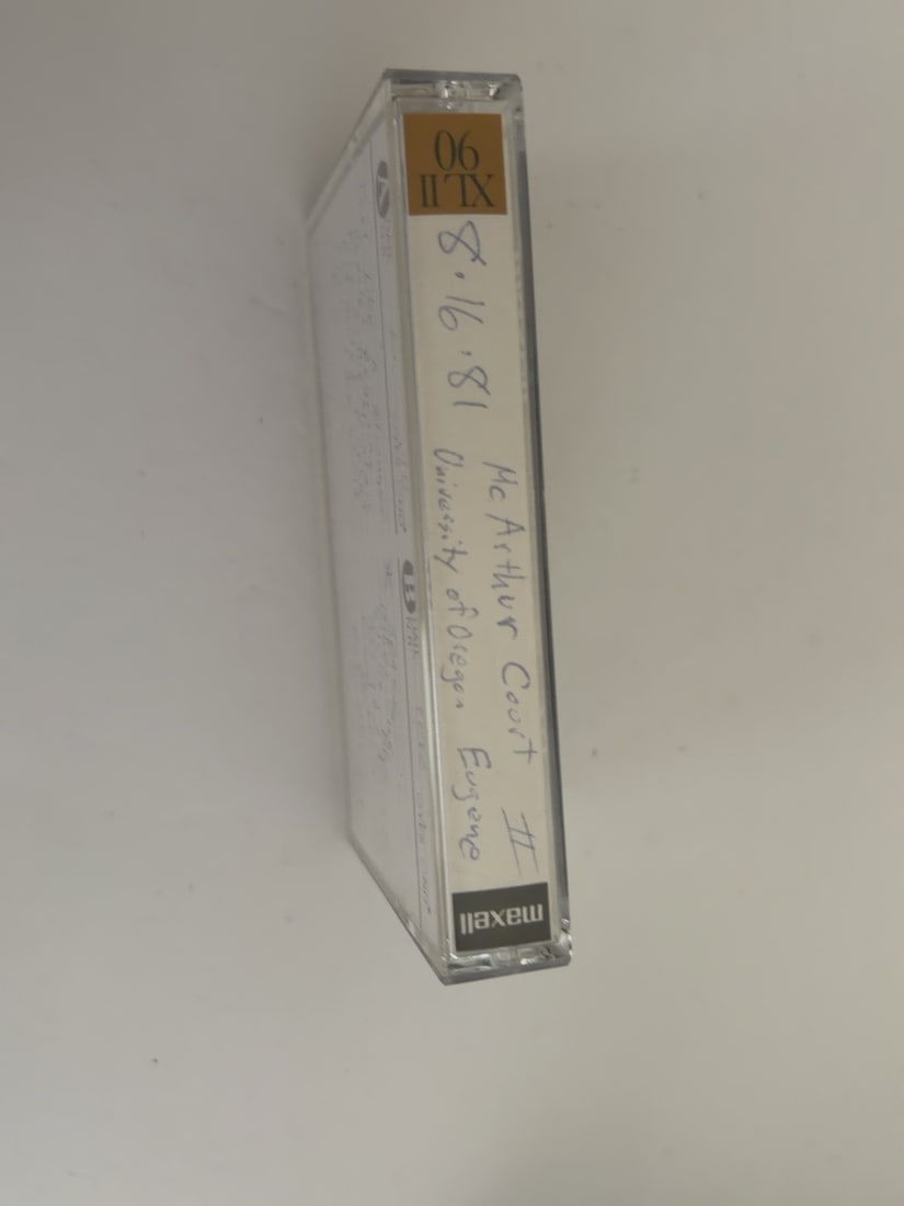 1981 Grateful Dead McArthur Court Eugene Oregon Live Cassette August 28: 1981 Grateful Dead McArthur Court Eugene Oregon Live Cassette August 28. Vintage collector-made Grateful Dead live recording cassette from a longtime Deadhead tape collection. Includes the cassette, c