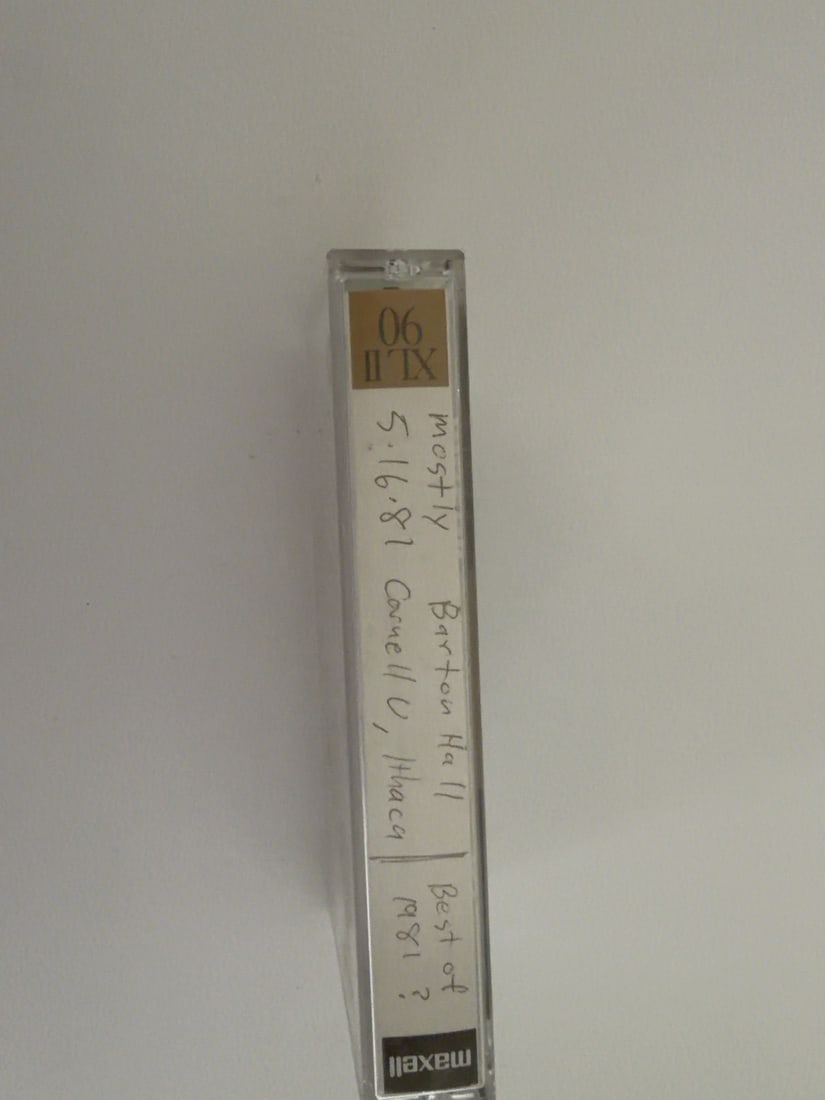 1981 Grateful Dead Barton Hall Cornell University Live Cassette May 16 Set I: 1981 Grateful Dead Barton Hall Cornell University Live Cassette May 16 Set I. Vintage collector-made Grateful Dead live recording cassette from a longtime Deadhead tape collection. Includes the casset