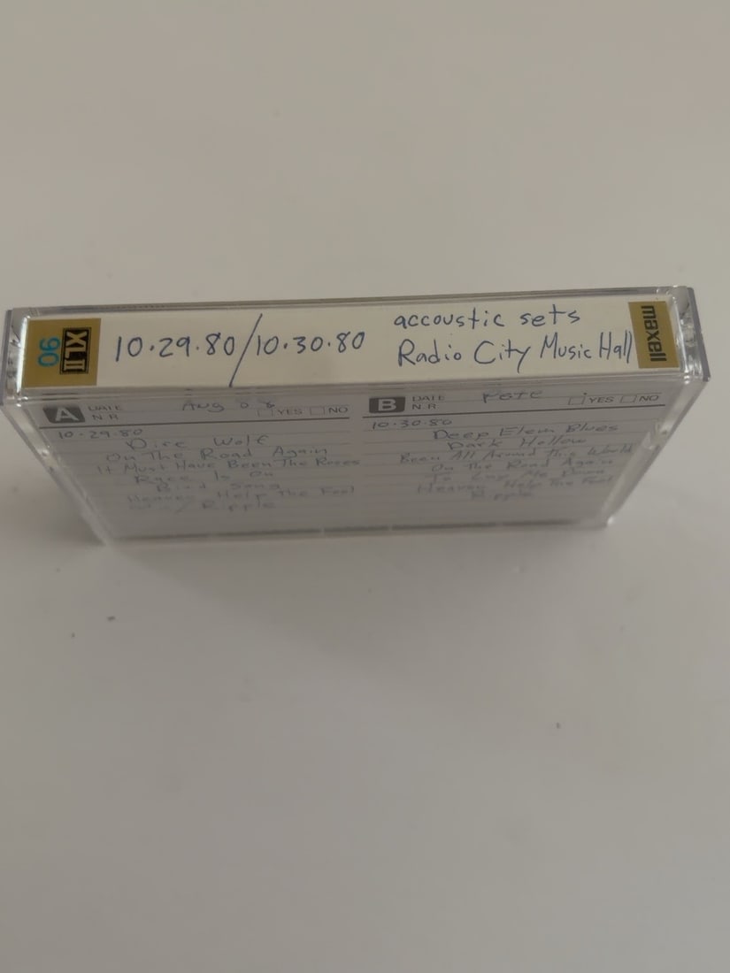 1980 Grateful Dead Radio City Music Hall Acoustic Sets Cassette October 29-30: 1980 Grateful Dead Radio City Music Hall Acoustic Sets Cassette October 29-30. Vintage collector-made Grateful Dead live recording cassette from a longtime Deadhead tape collection. Includes the casse
