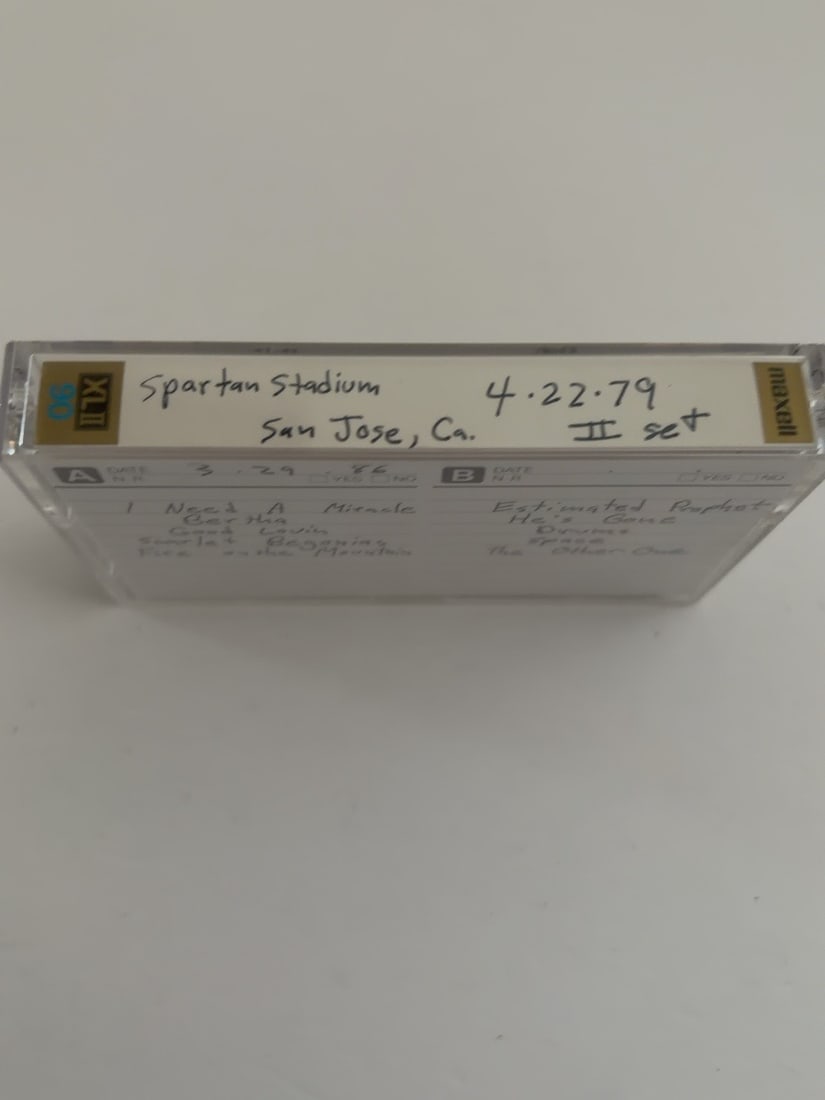 1979 Grateful Dead Spartan Stadium San Jose Live Cassette April 22 Set II: 1979 Grateful Dead Spartan Stadium San Jose Live Cassette April 22 Set II. Vintage collector-made Grateful Dead live recording cassette from a longtime Deadhead tape collection. Includes the cassette,