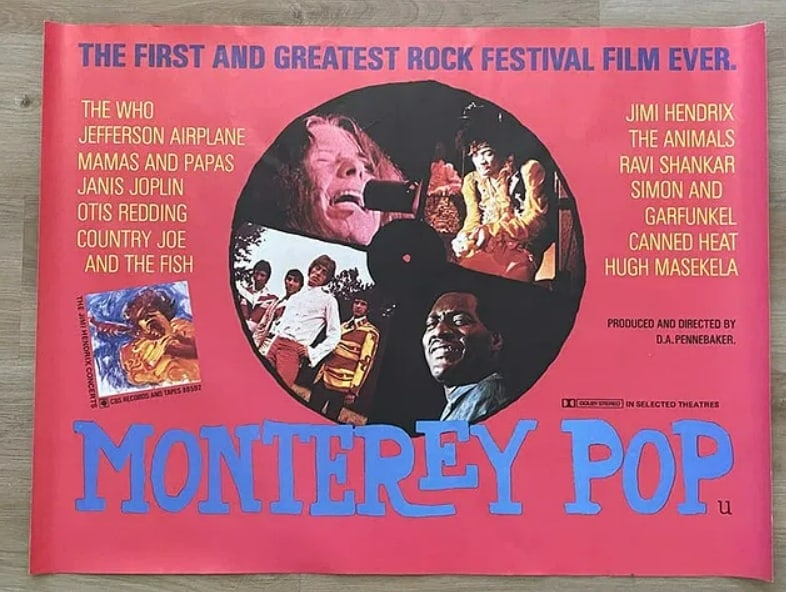Monterey Pop Rock Festival Original Film Poster (1 of 1)