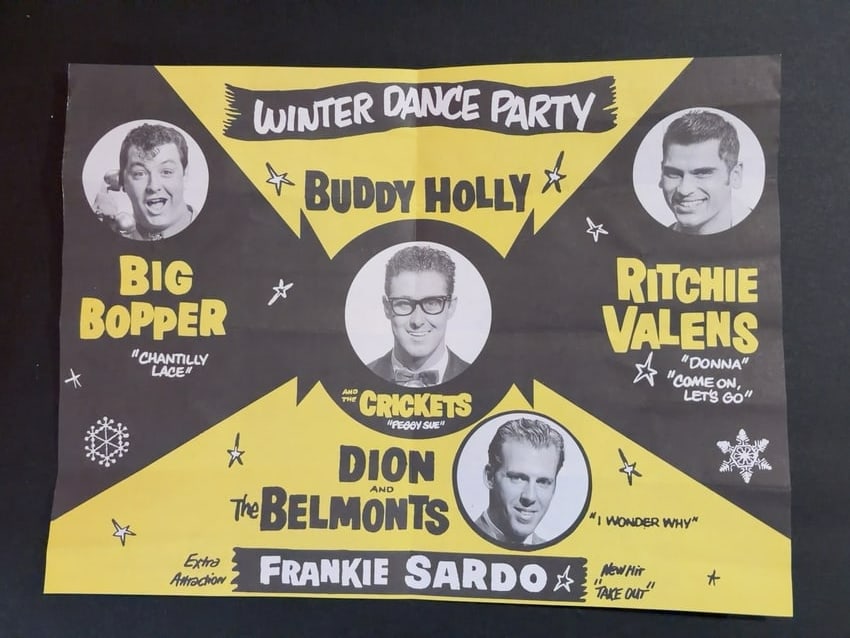 Winter Dance Party Buddy Holly Ritchie Valens Big Bopper Original Poster: Original flyer . Measures 12.5x 9.5