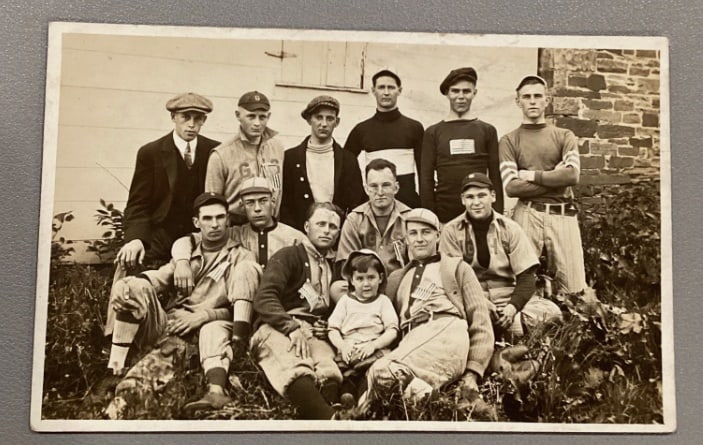 1906 Famous Nine Of Windsor High Base Ball Team Photo Postcard: measures 3x5