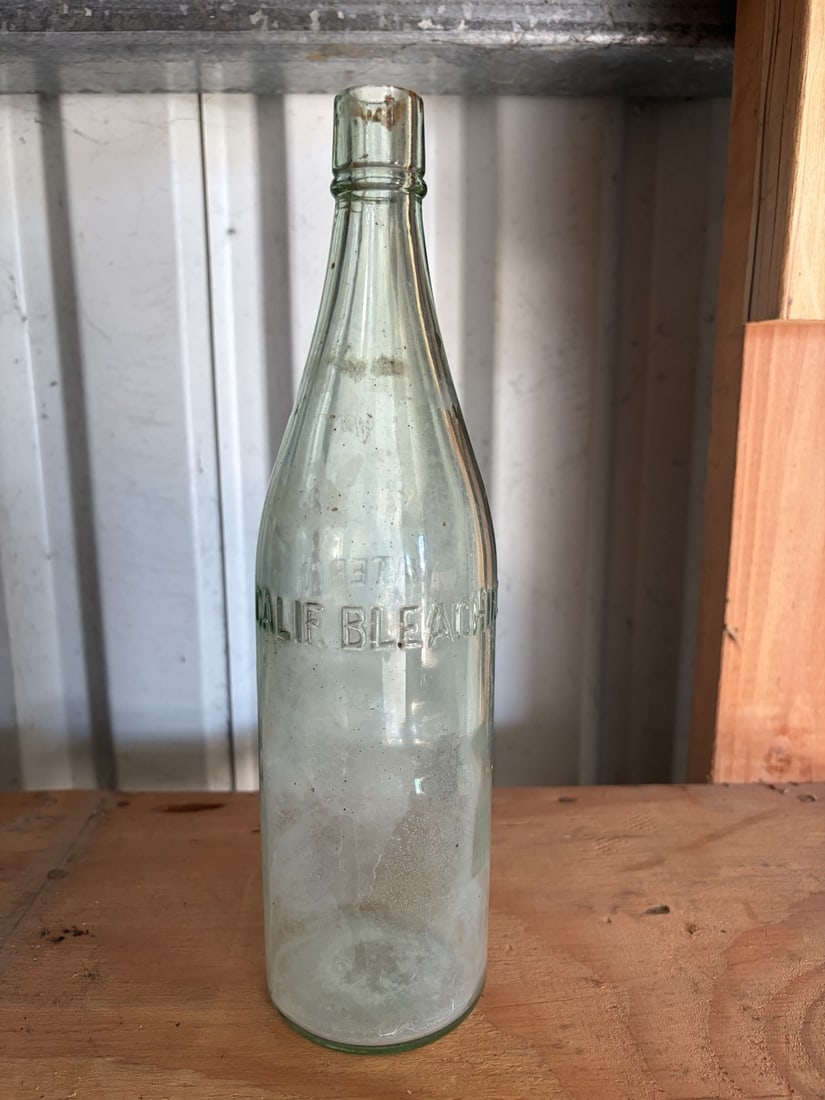 Antique California Bleaching Works Embossed Glass Bottle: Sold as shown.