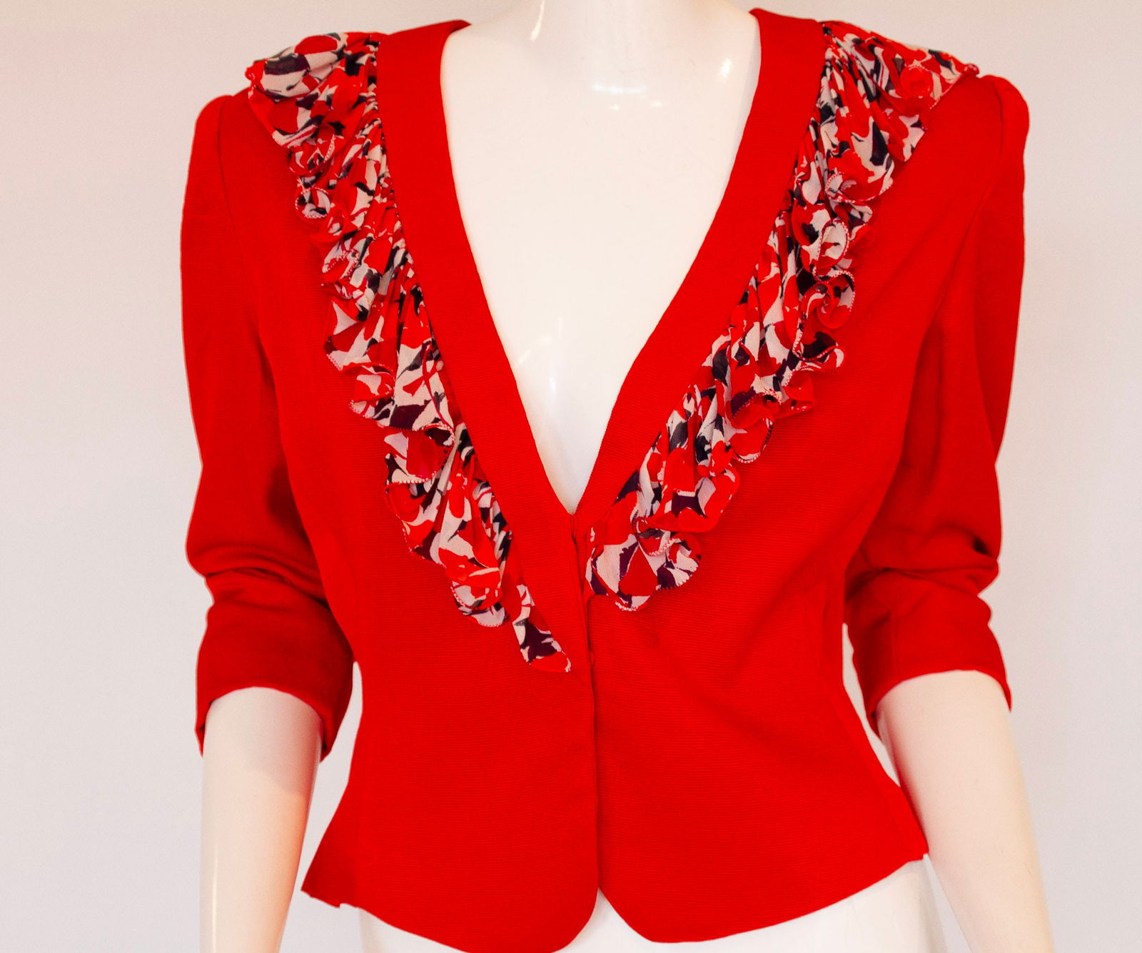 Balestra Roma Red Blazer with Res, Black, and White Ruffle Trim (1 of 8)