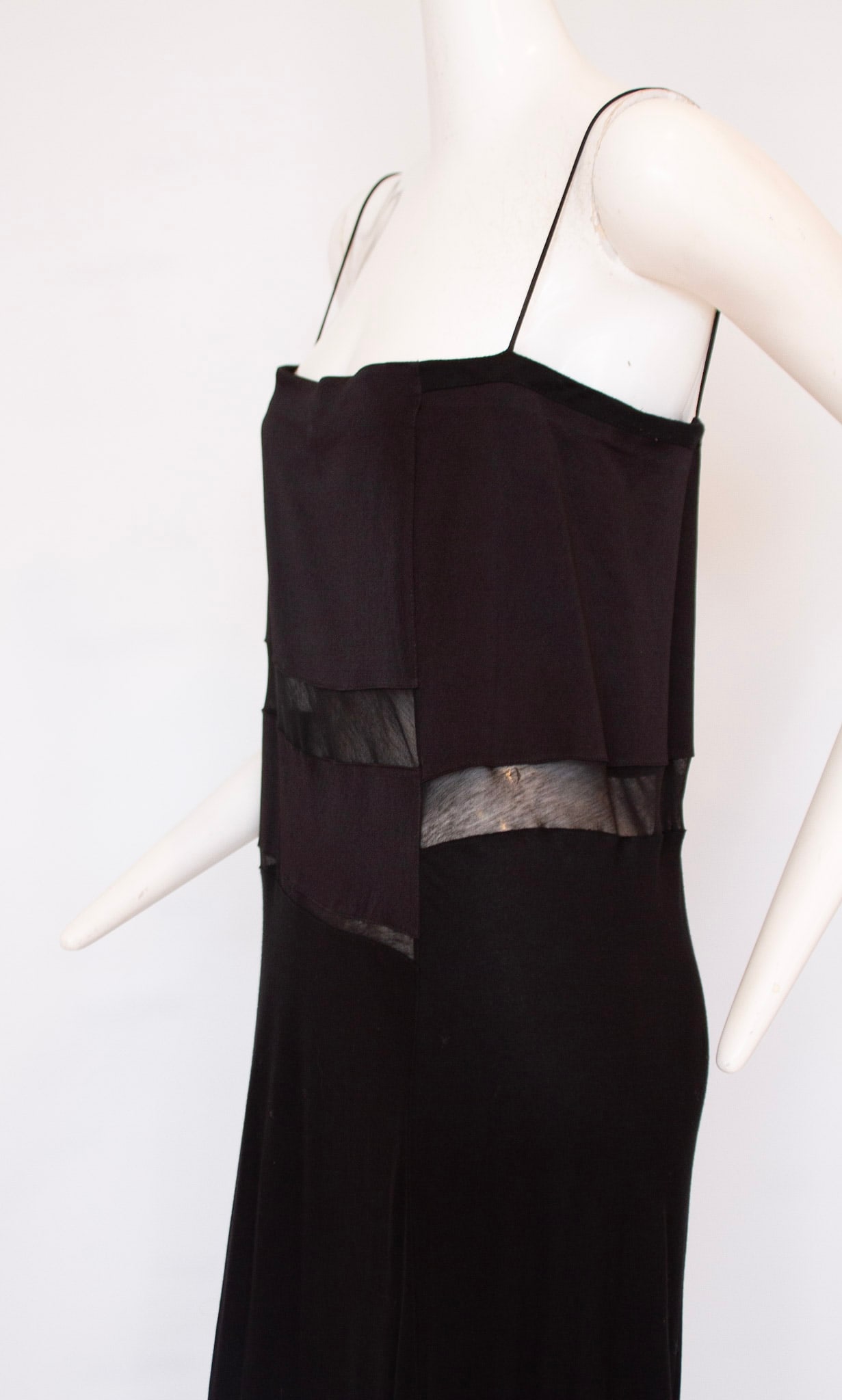 Helmut Lang Black Maxi Dress with Sheer Panels (1 of 7)