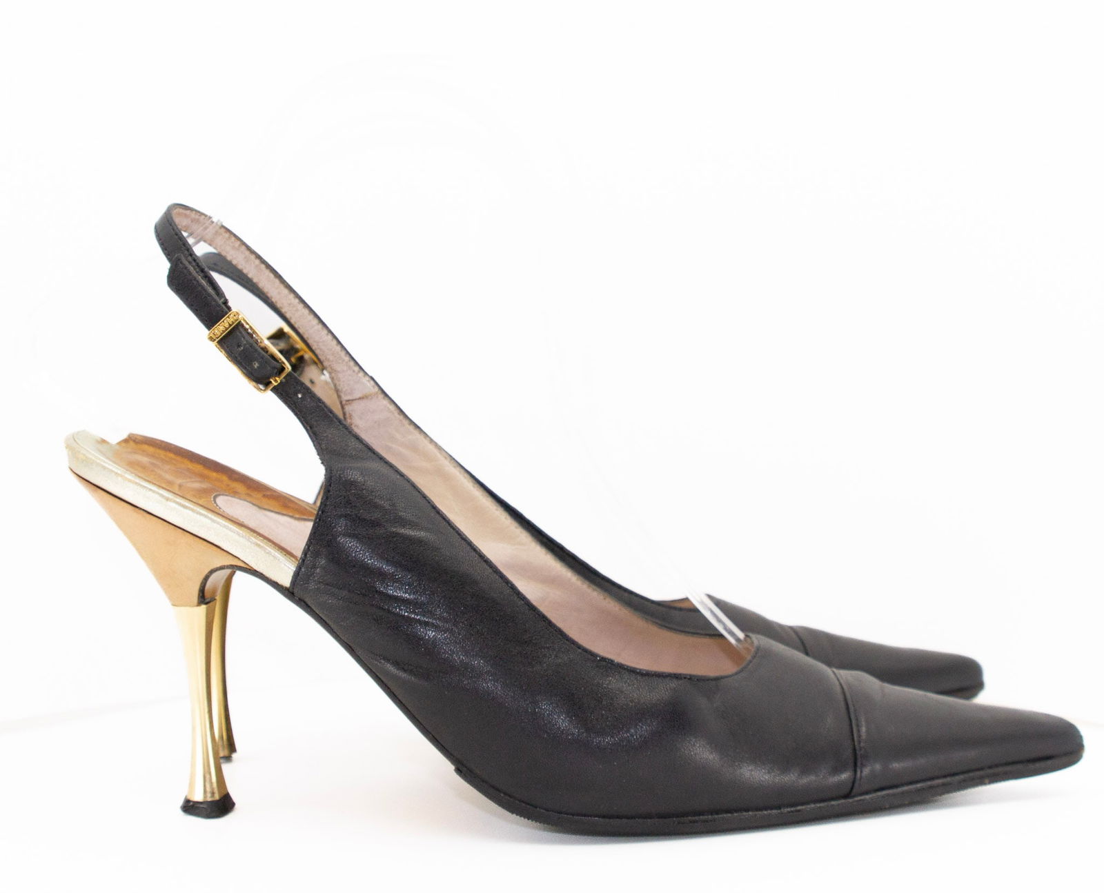 Chanel Black Leather Slingback Heels (1 of 7)