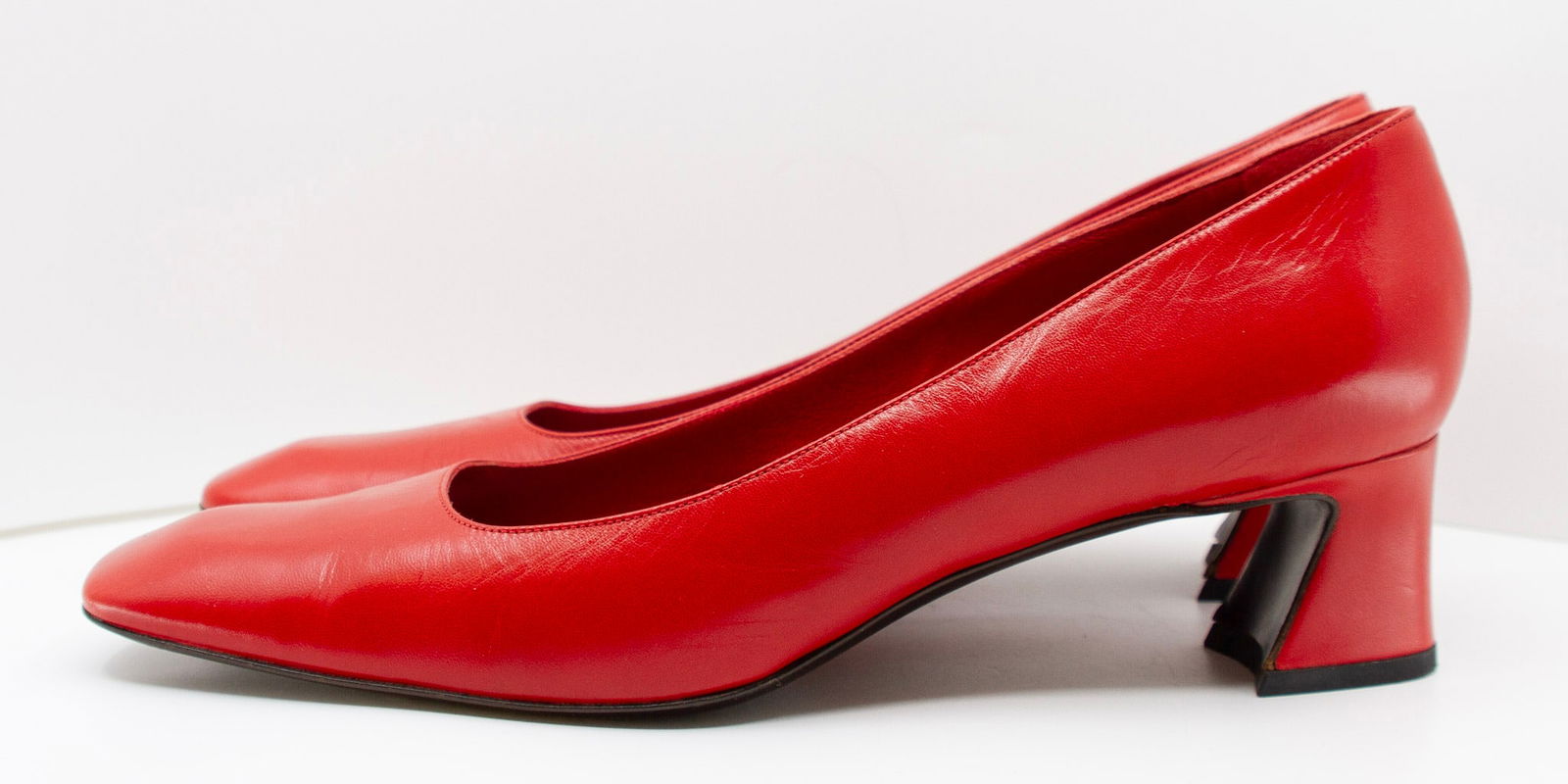 Prada Vintage Red Leather Square Toed Block Heels: Prada Vintage Red Leather Square Toed Block HeelsEU 40 / US 9 / Heel 1.5"