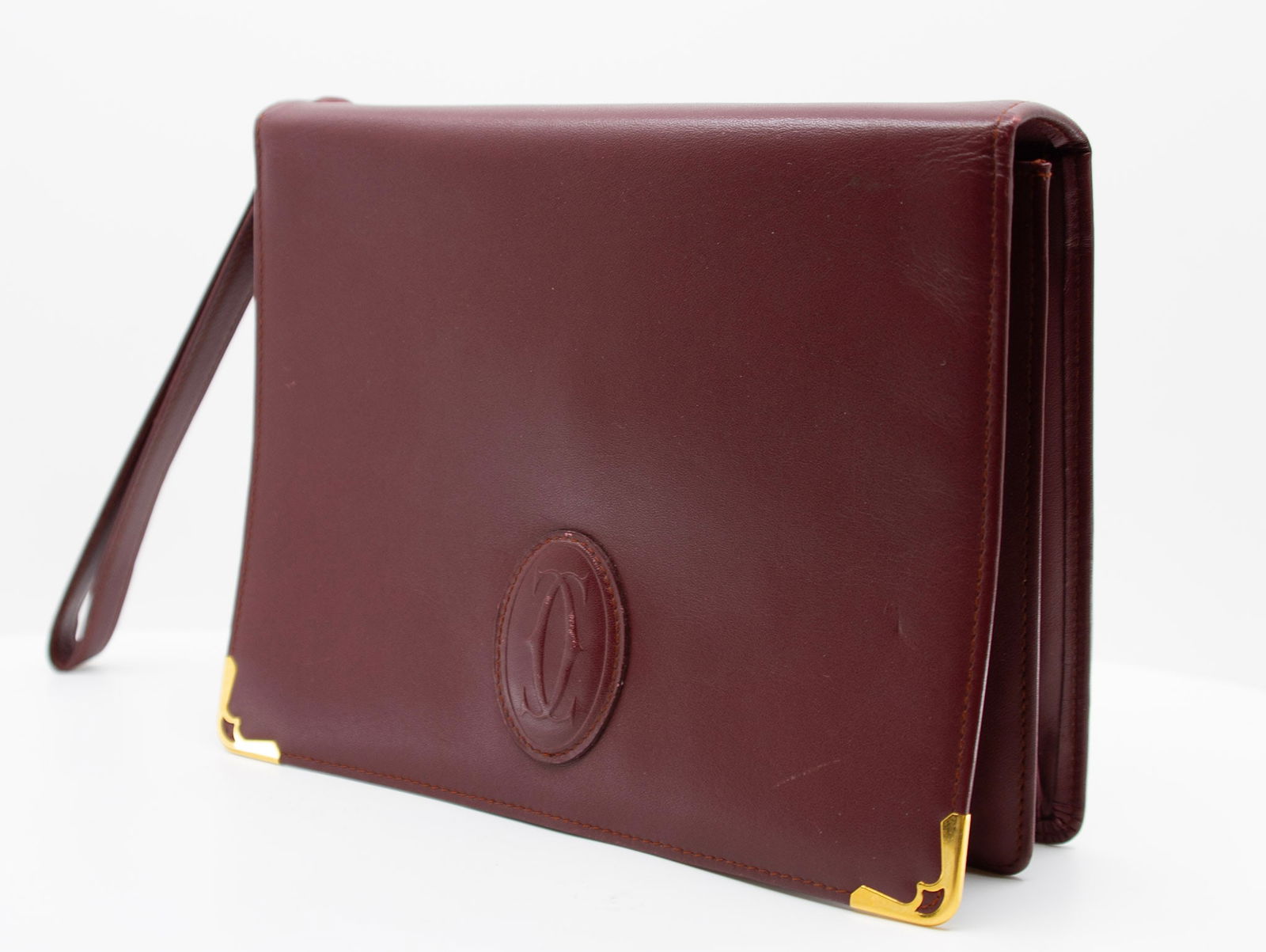 Cartier Maroon Leather Wristlet Bag 200-400 (1 of 7)