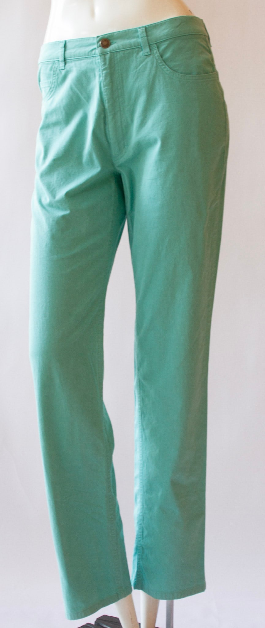 LORO PIANA Trouser: LORO PIANA Trouser LORO PIANA Baby Blue Cotton Straight Leg Trouser EU 46, Inseam 30" ; Waist 30" ; Length 41"