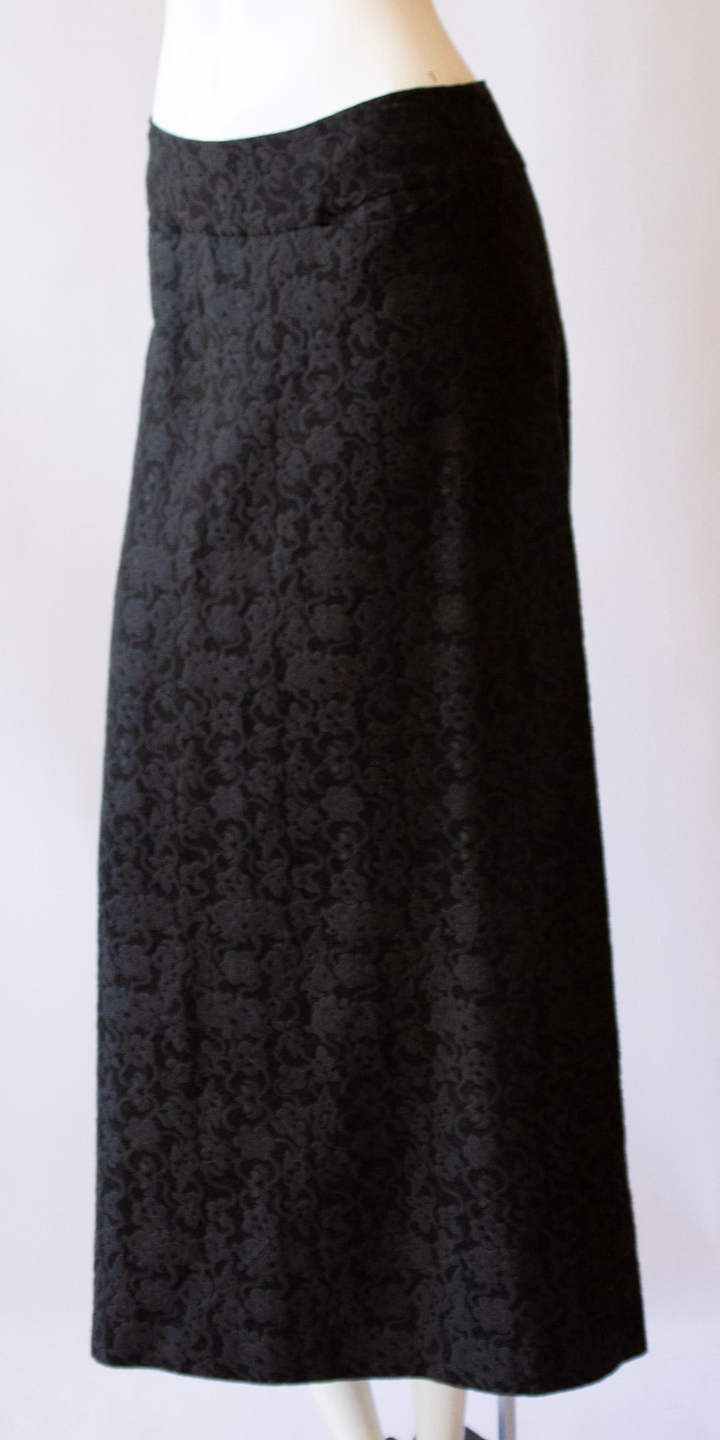 ISSEY MIYAKE Long Black on Black Brocade Skirt (1 of 6)