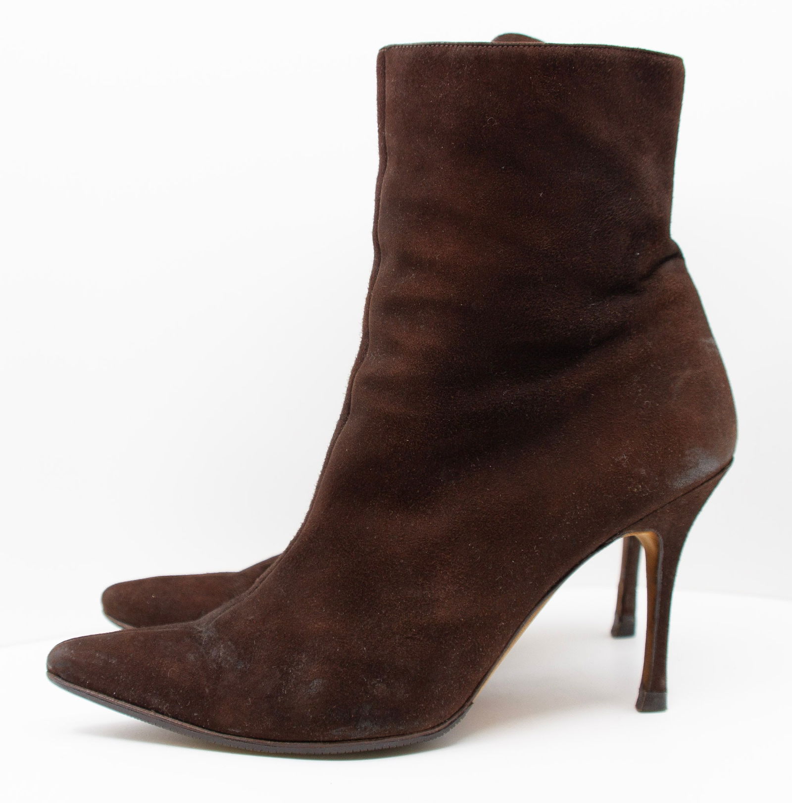 MANOLO BLAHNIK Brown Suede Leather High Heeled Boots (1 of 6)