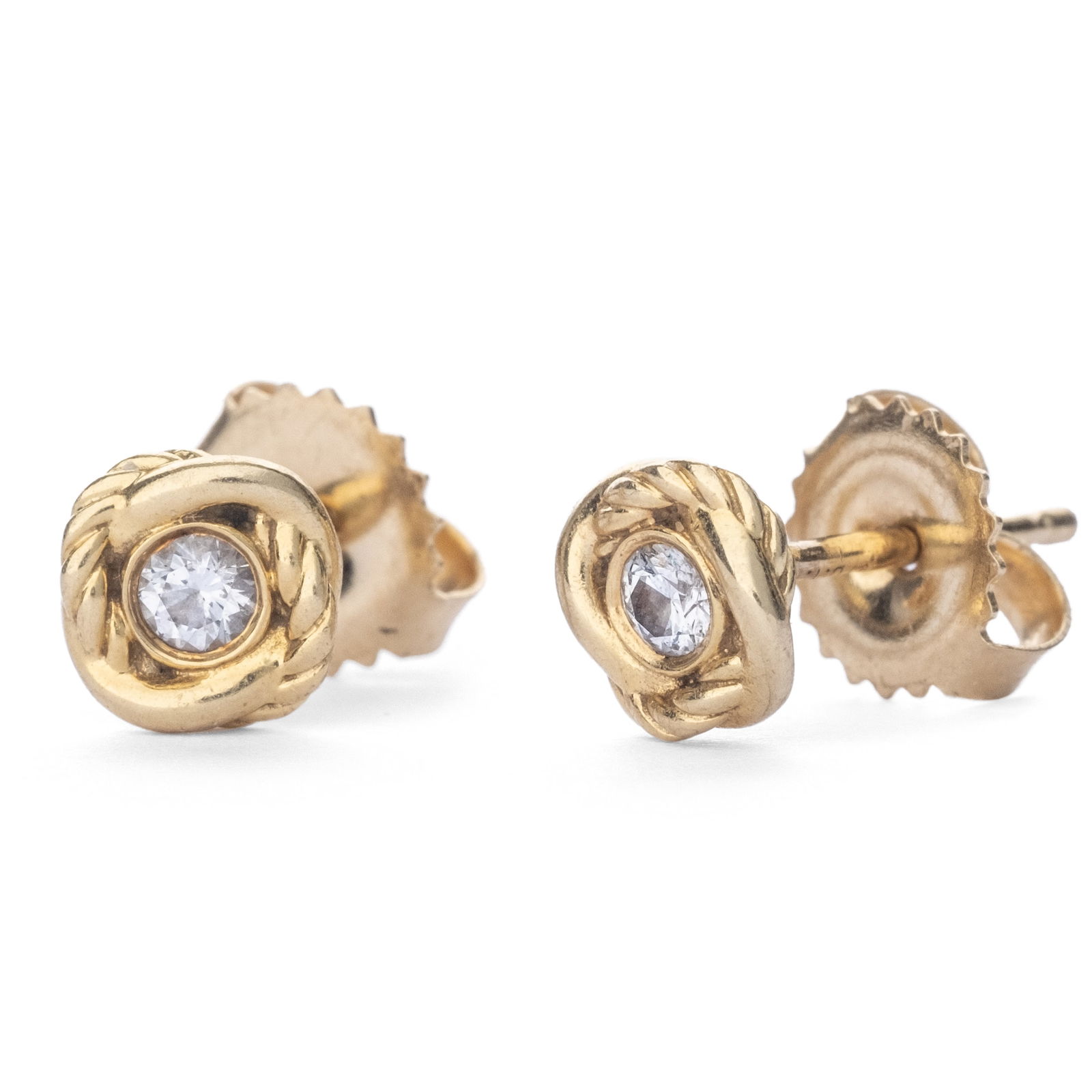 David Yurman signed 18K Gold and Diamond Earrings (1 of 4)