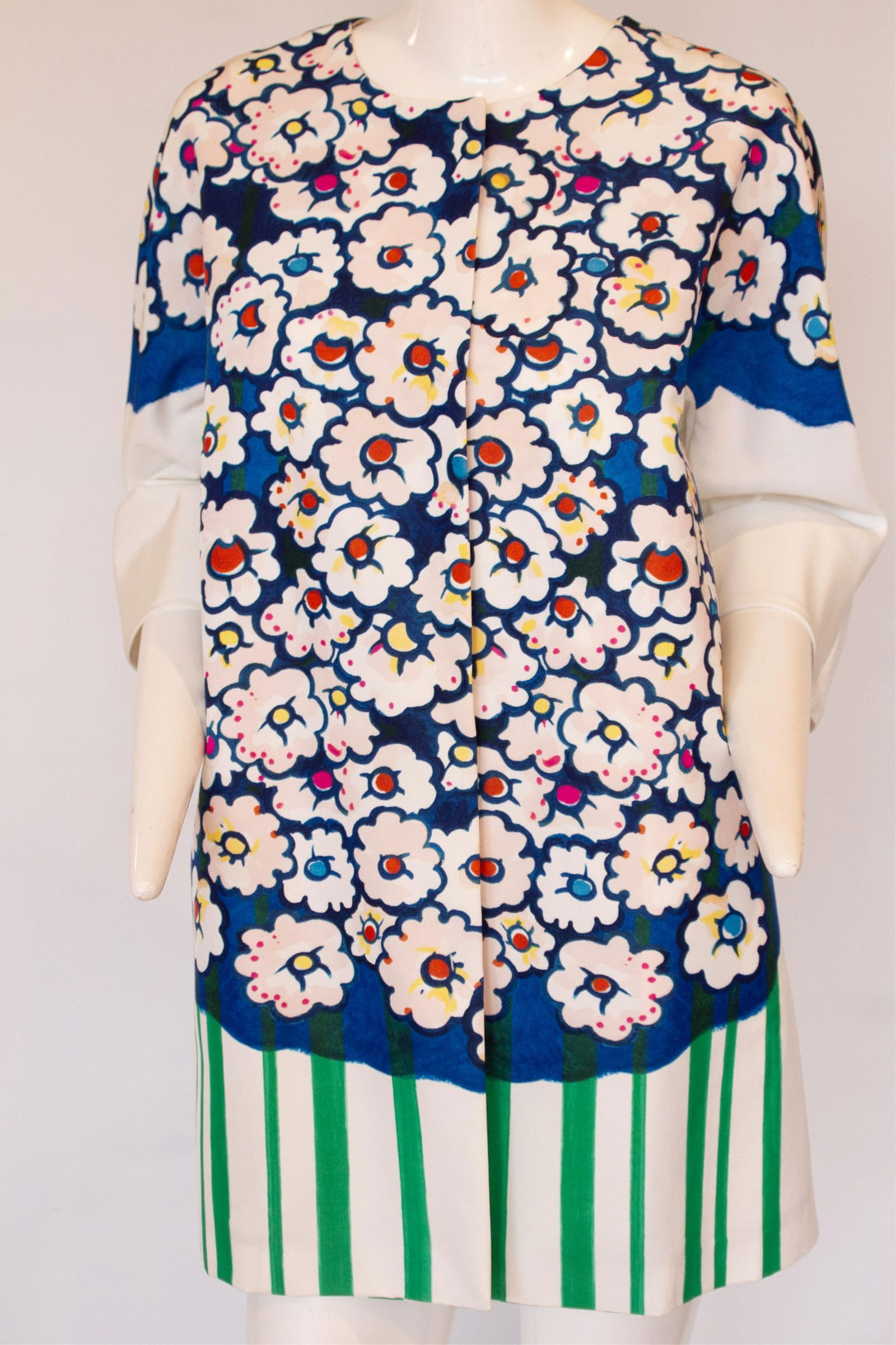 MARINA RINALDI Hand Colored Flower Fashion Jacket with Snap Buttons Shoulder to Shoulder 18" / Bust (1 of 8)