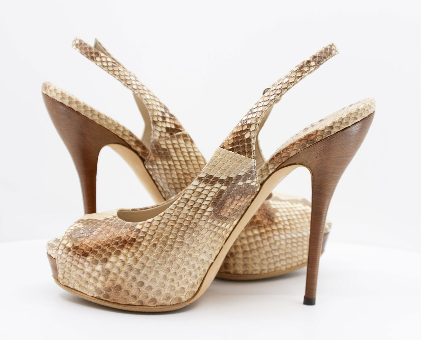 GUCCI Designer Vintage Python Platform Fashion Peep-Toe Heels EU 39 / US 8.5 / Heels 5.5" (1 of 8)