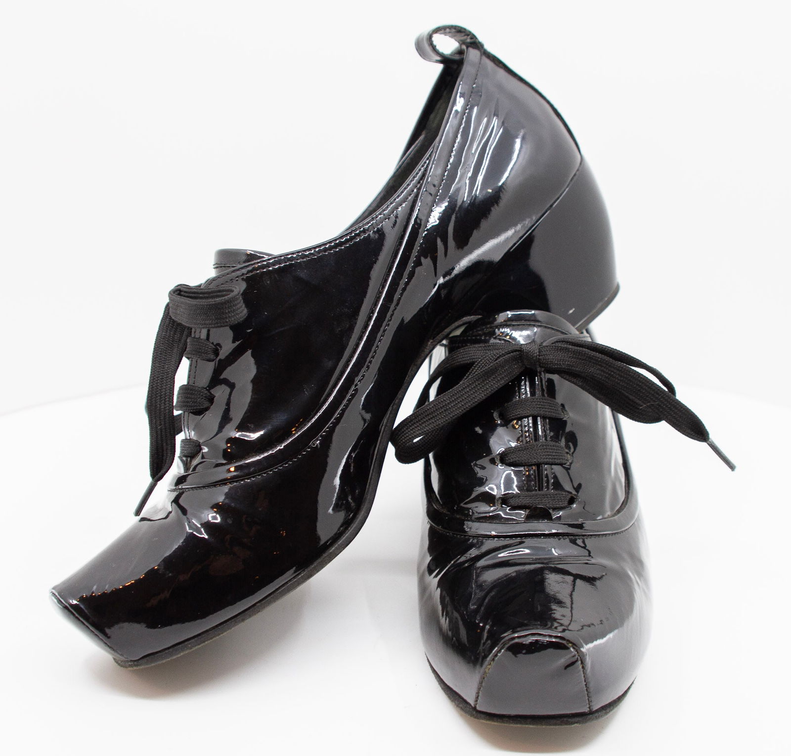 MARC JACOBS Black Patent Leather Clogs with Laces (1 of 8)