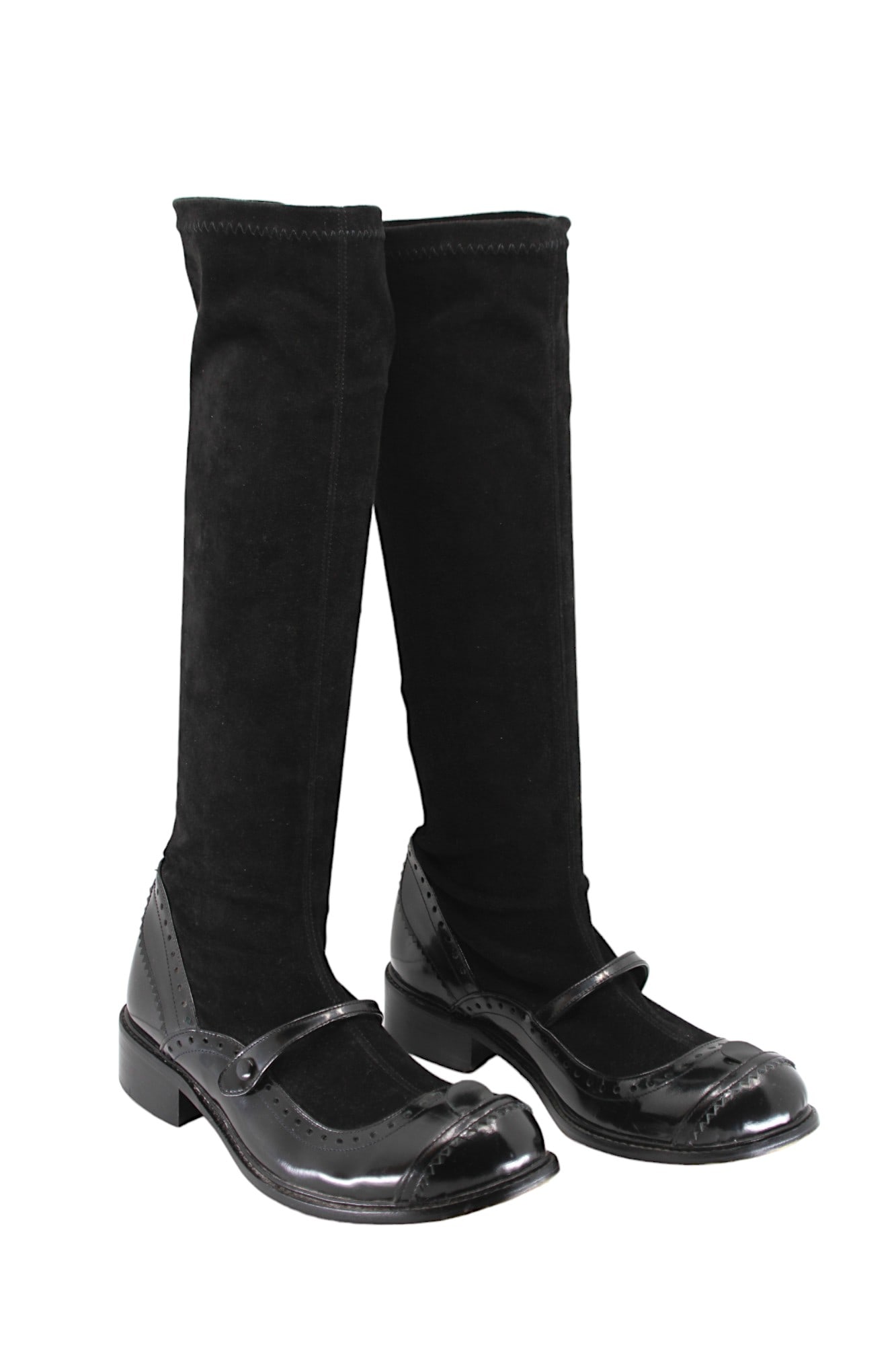 LILITH, Made in France, trompe l'oeil boots: LILITH, Made in France, trompe l'oeil boots with black sock effect on black derbiessie 6 heal:.5