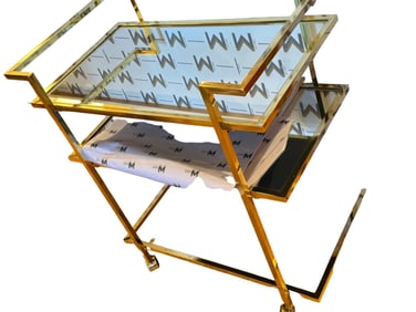 Mirrored bar cart with wheels